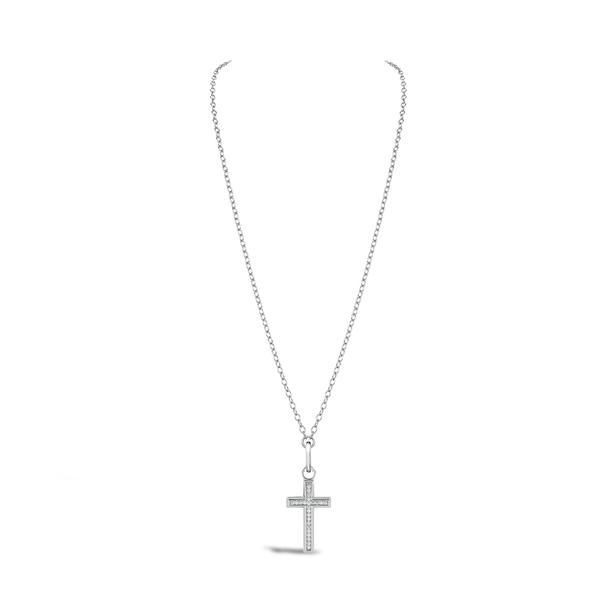 Diamond Cross Pendant Charm Brilliant Cut, Thread Set_2