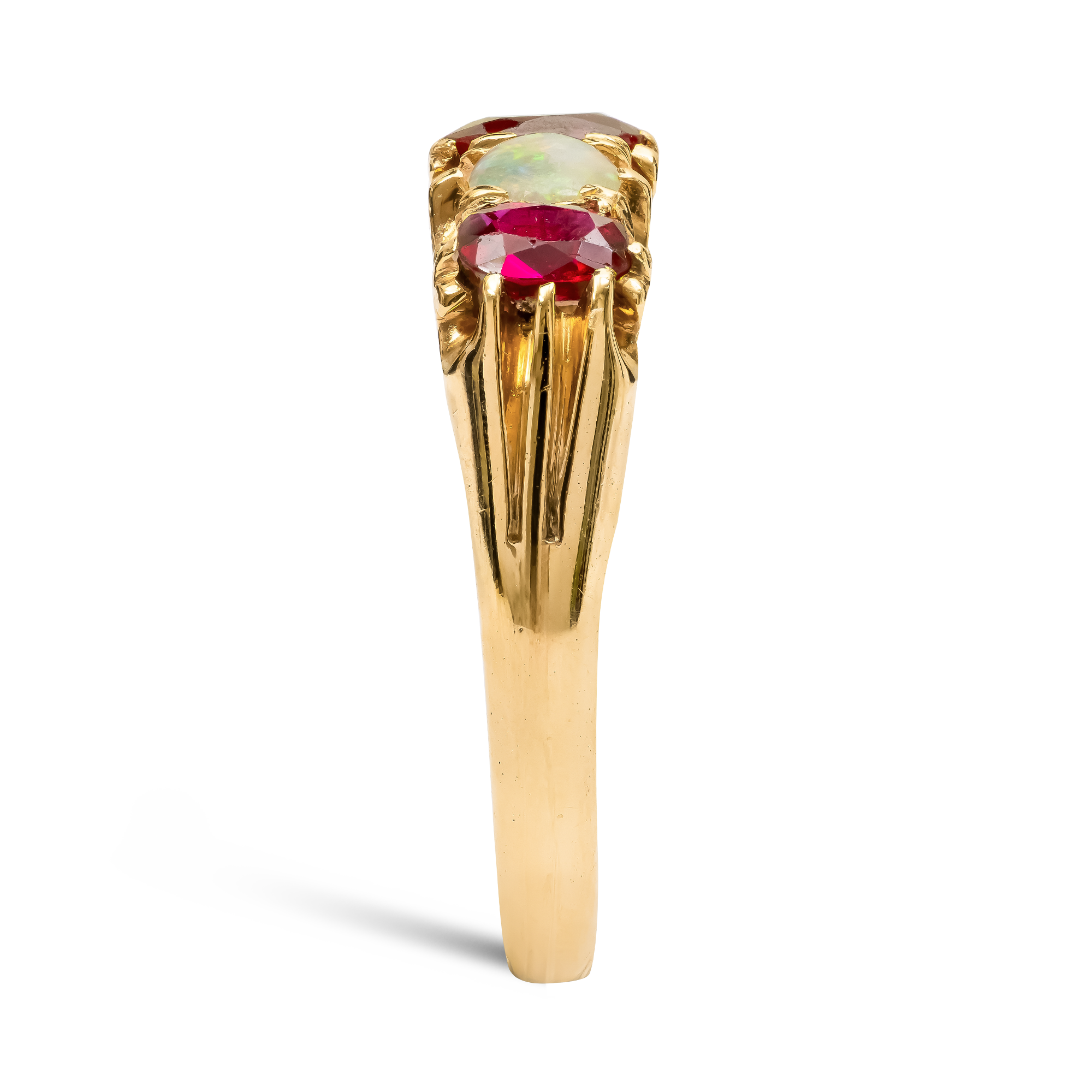 Cushion Cut Ruby and Opal Ring Modern Cushion Cut, Claw Set_4