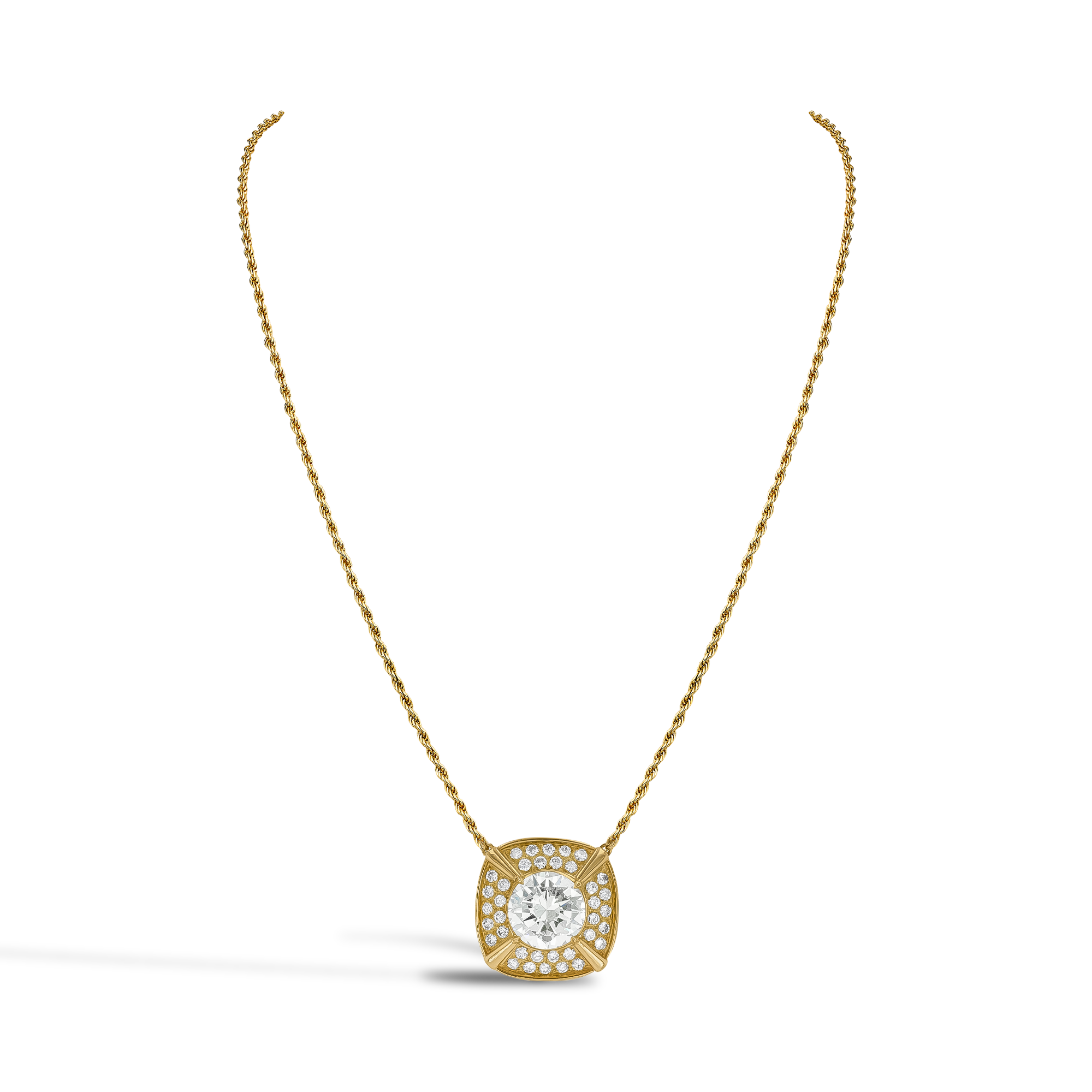 Bvlgari Old Cut 7.18ct Diamond Pendant Old Cut, Claw Set_2