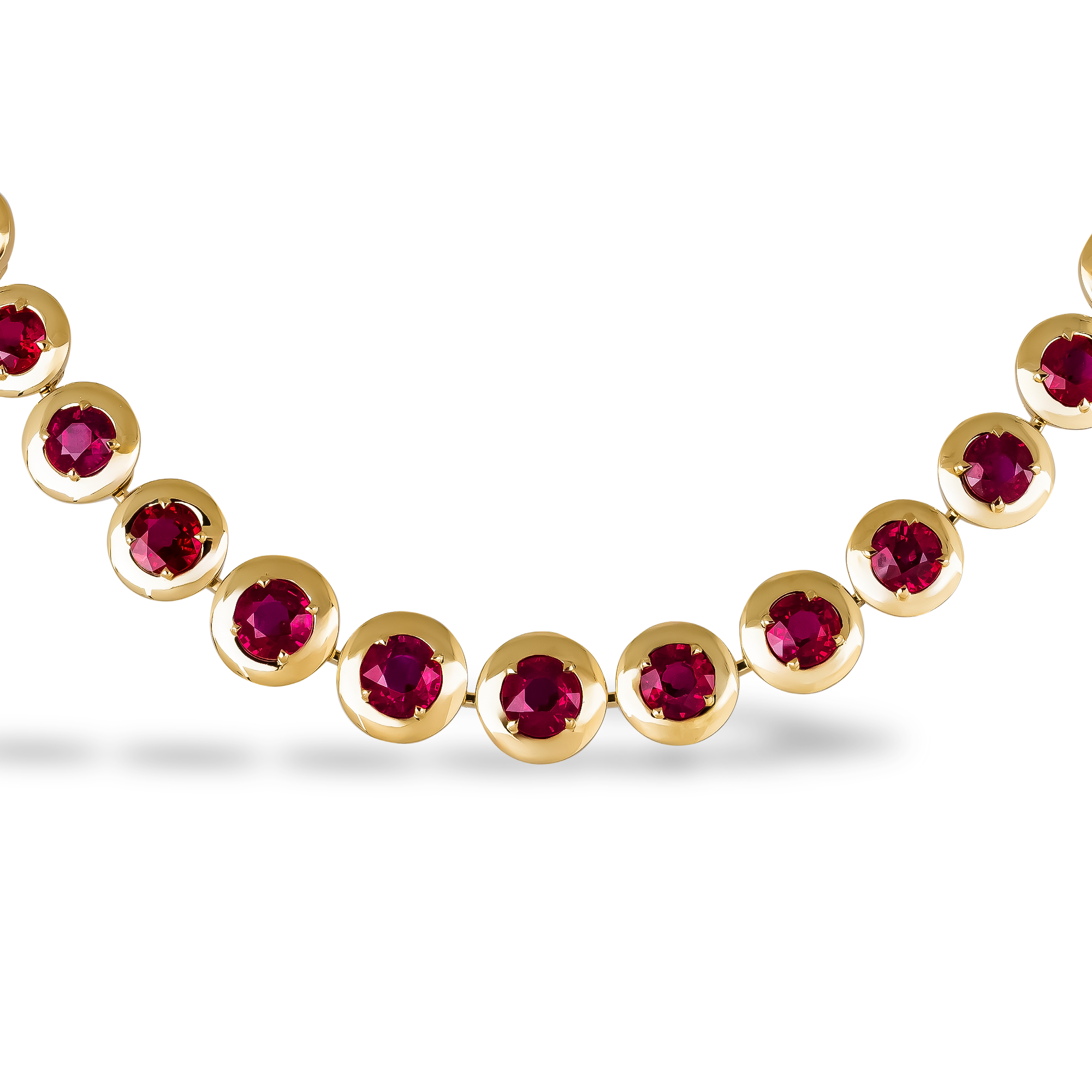 Masterpiece Skimming Stone 35.14ct Burma Ruby Necklace Brilliant cut, Claw set_2