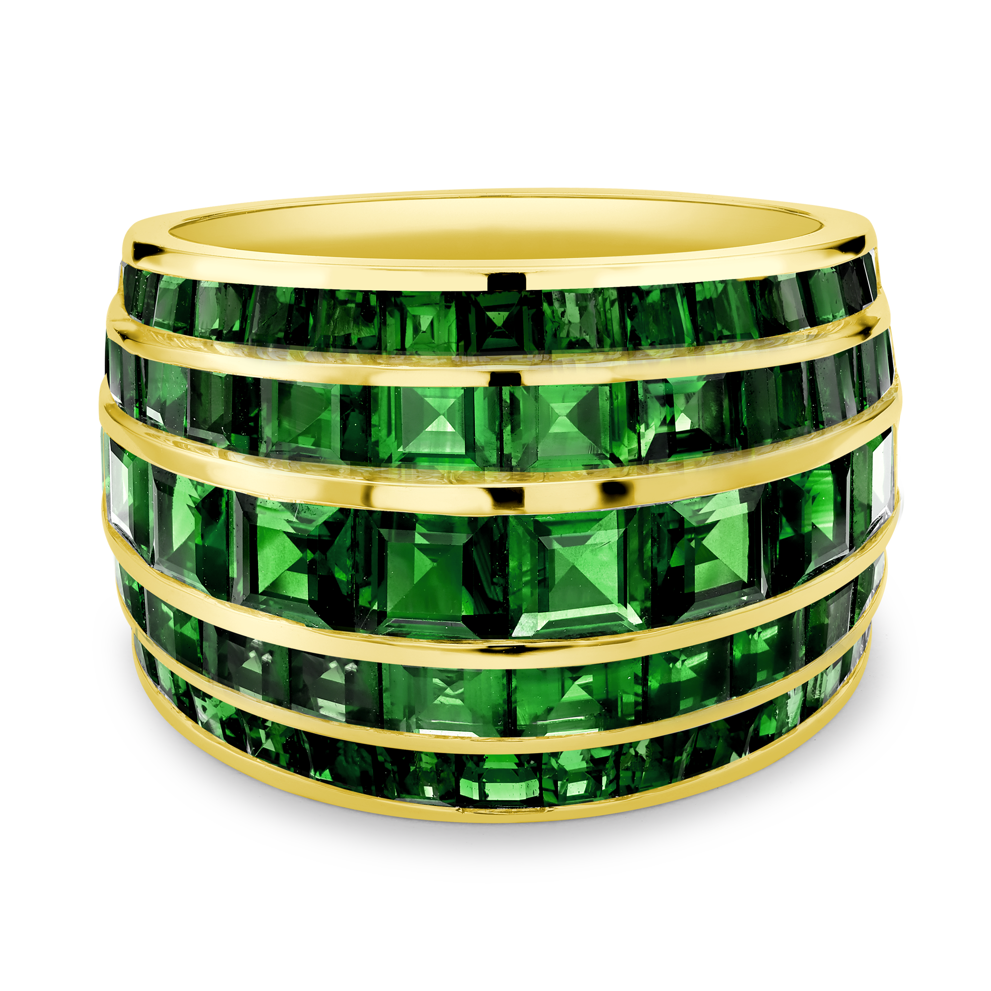 Manhattan Collection Five Row Emerald Ring French & Carré Cut, Rubover Set_2