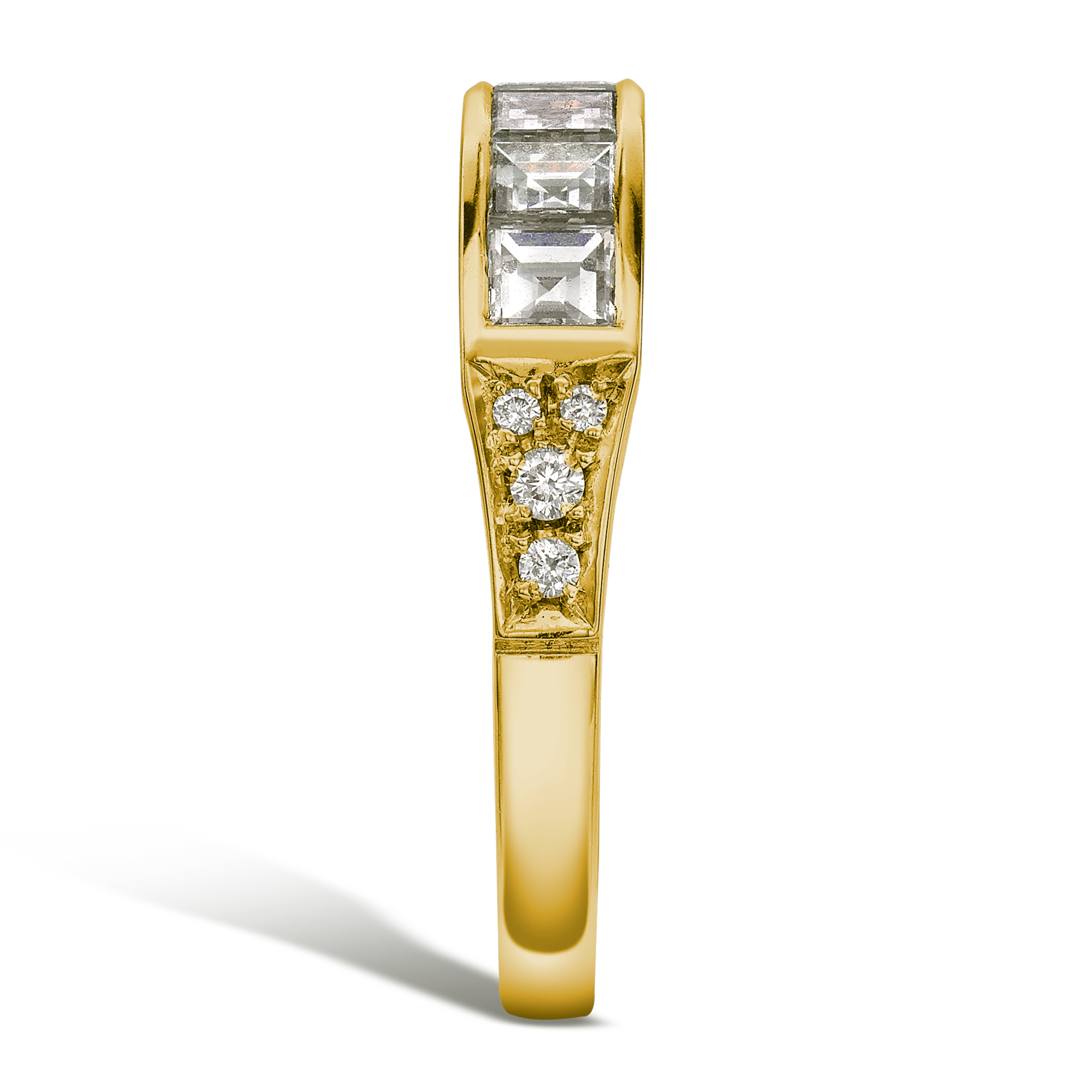 Antrobus 1.15ct Diamond Seven Stone Ring Carré Cut, Rubover Set, Diamond Shoulders_4