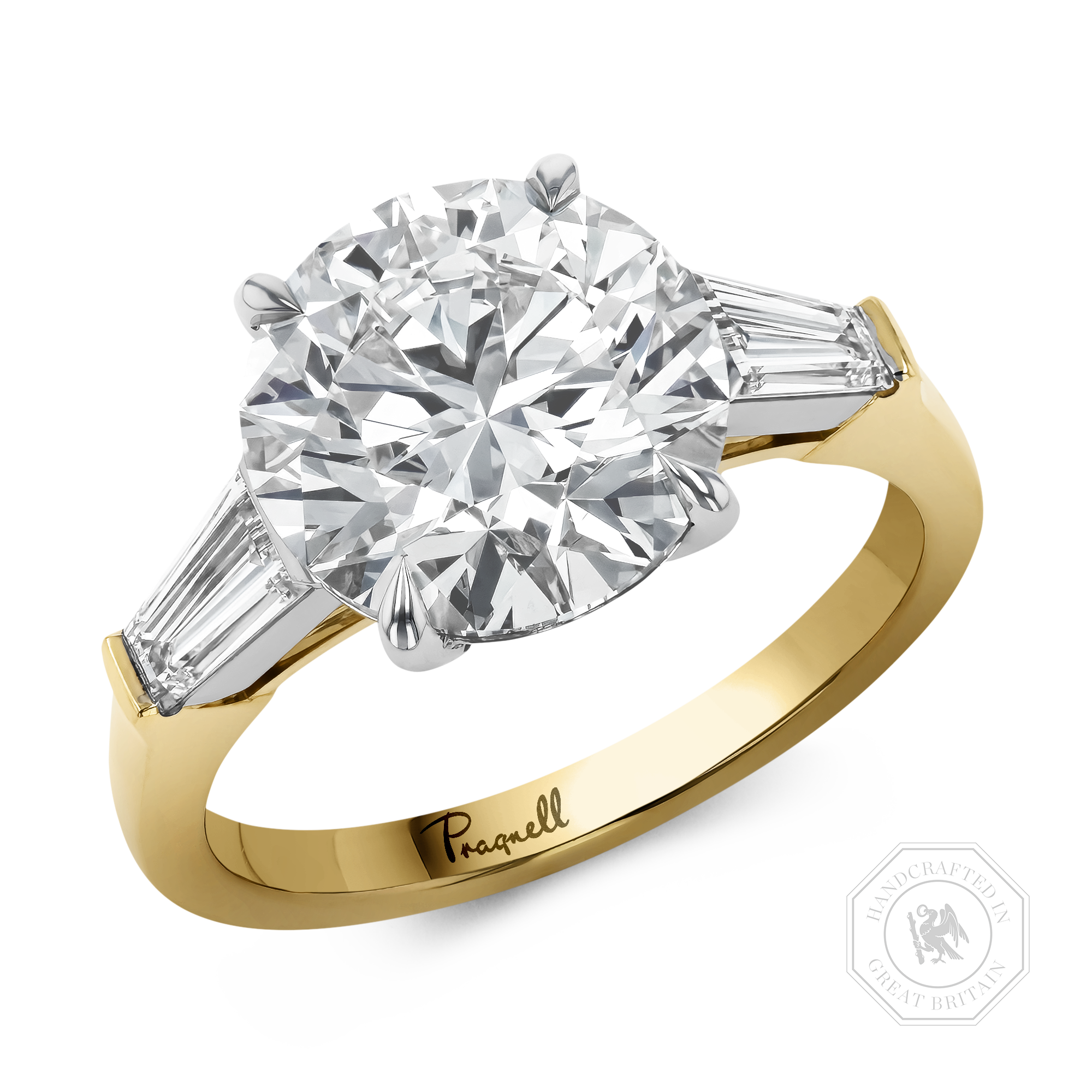 Regency 4.07ct Brilliant Cut Diamond Ring Brilliant & Tapered Baguette Cut, Claw Set_1