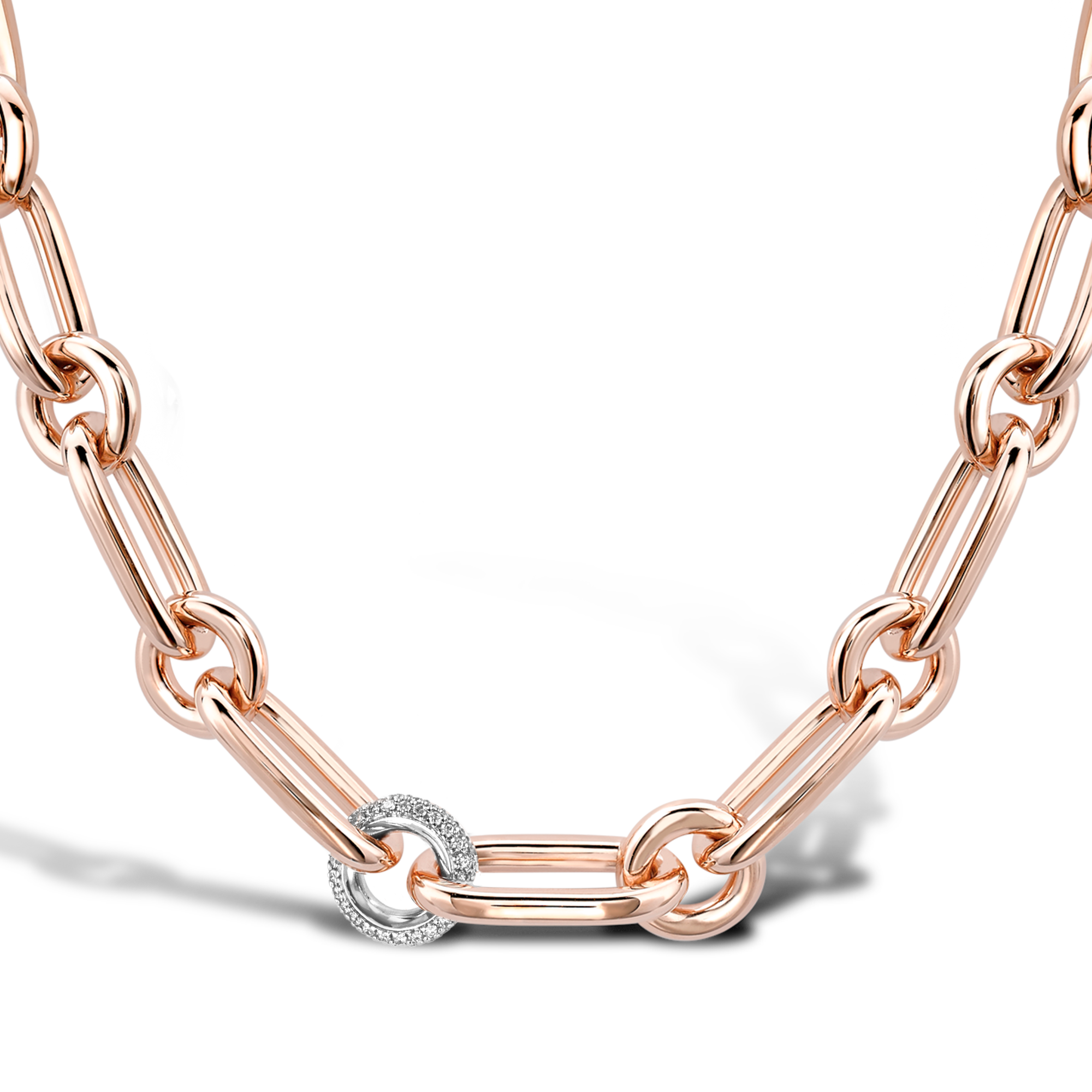 Havana Diamond Chain Necklace in 18ct Rose Gold Brilliant Cut, Pave Pragnell