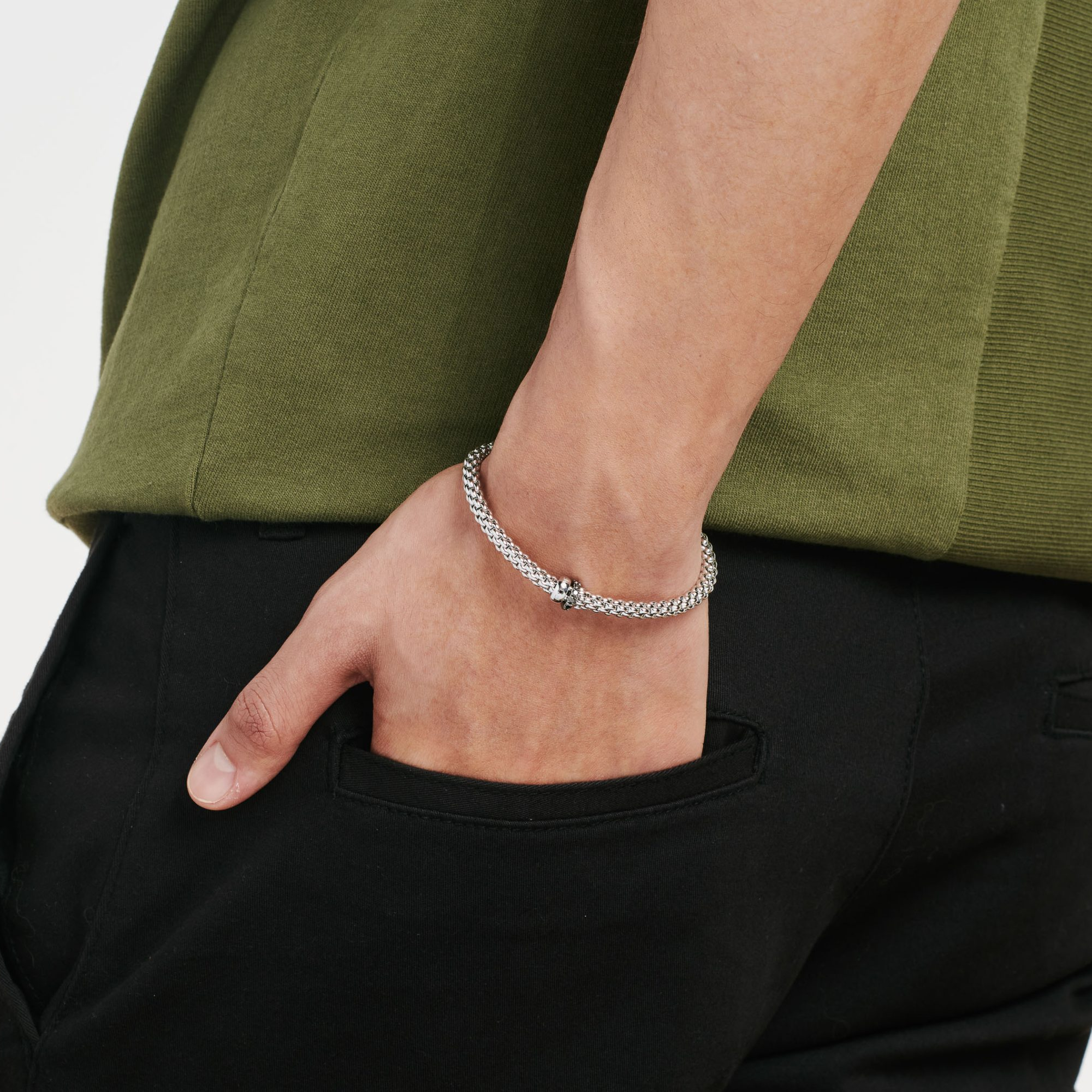 Fope Solo Flex-It Black Diamond Bracelet Brilliant Cut, Pavé Set_10