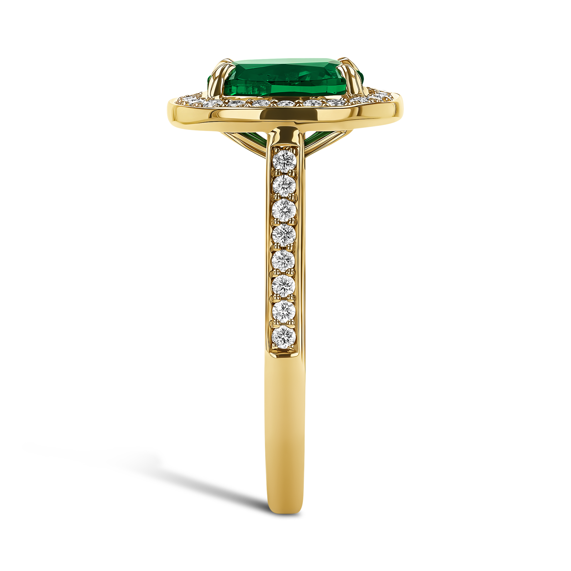 Emerald and diamond cluster ring Cushion modern cut, Claw set_4