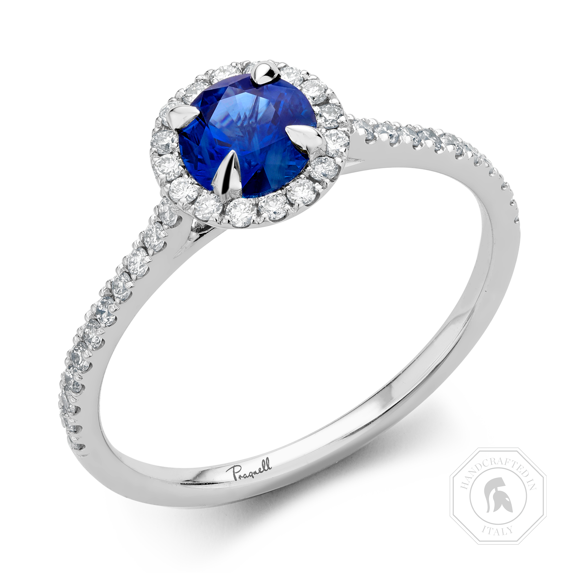 Sapphire and Diamond Cluster Ring Brilliant Cut, Claw & Grain Set_1