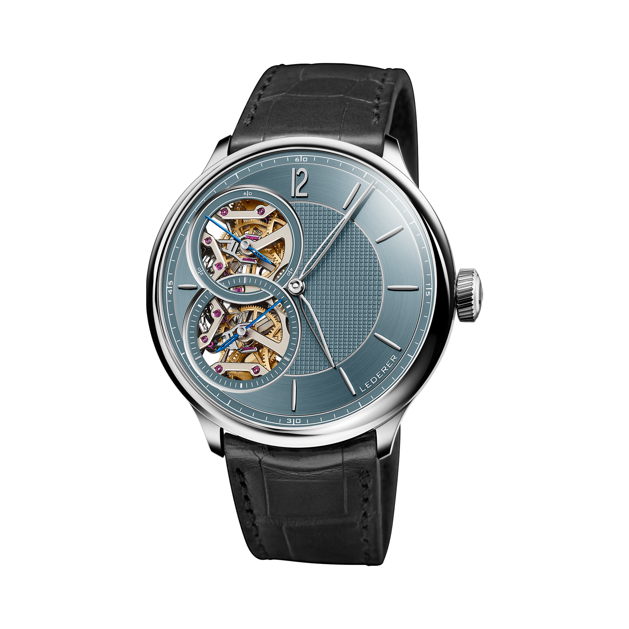 Lederer Central Impulse Chronometer 44mm, Rhodium Dial, Baton Numerals_1