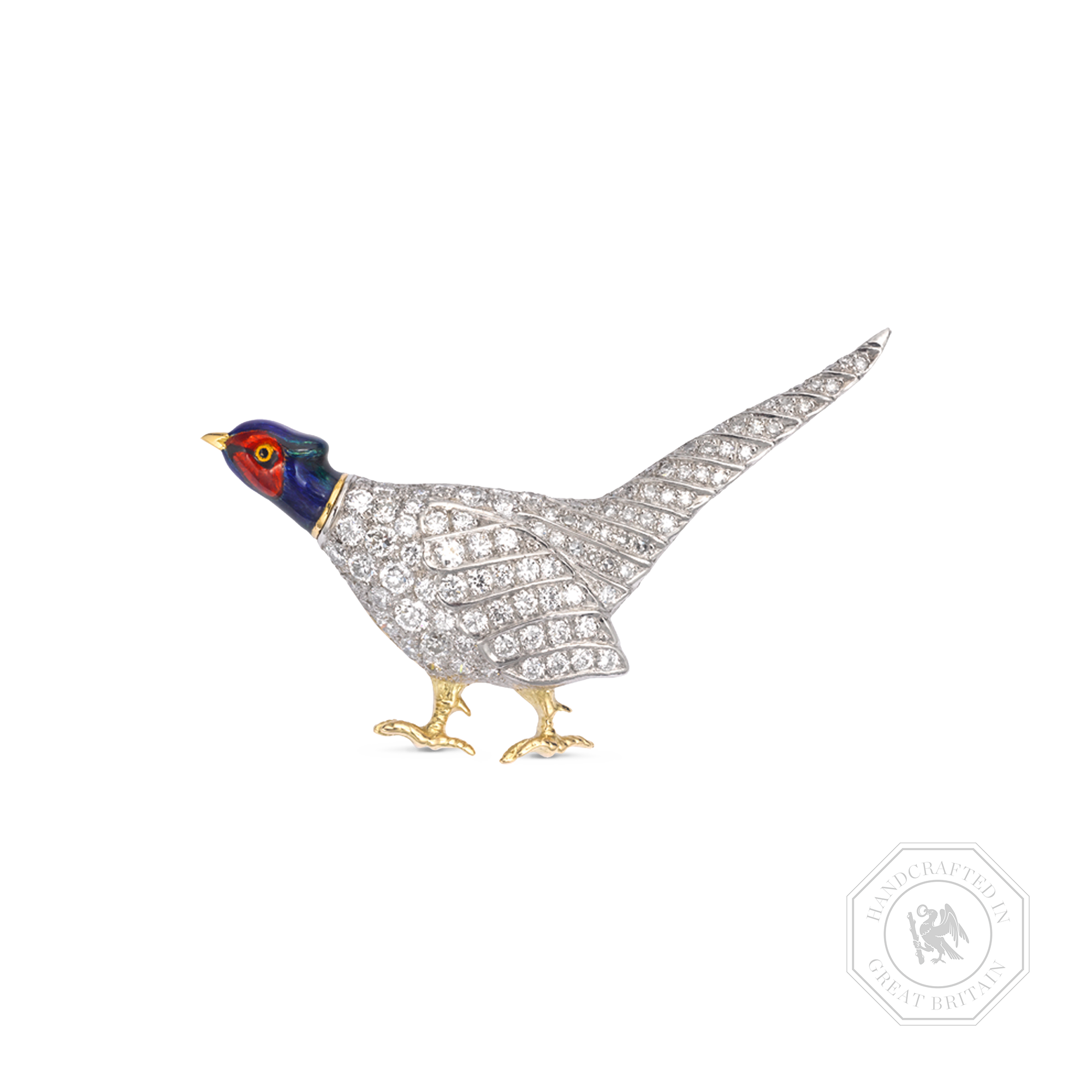 Brilliant Cut Diamond Brooch Pin Brooch with Enamel_1
