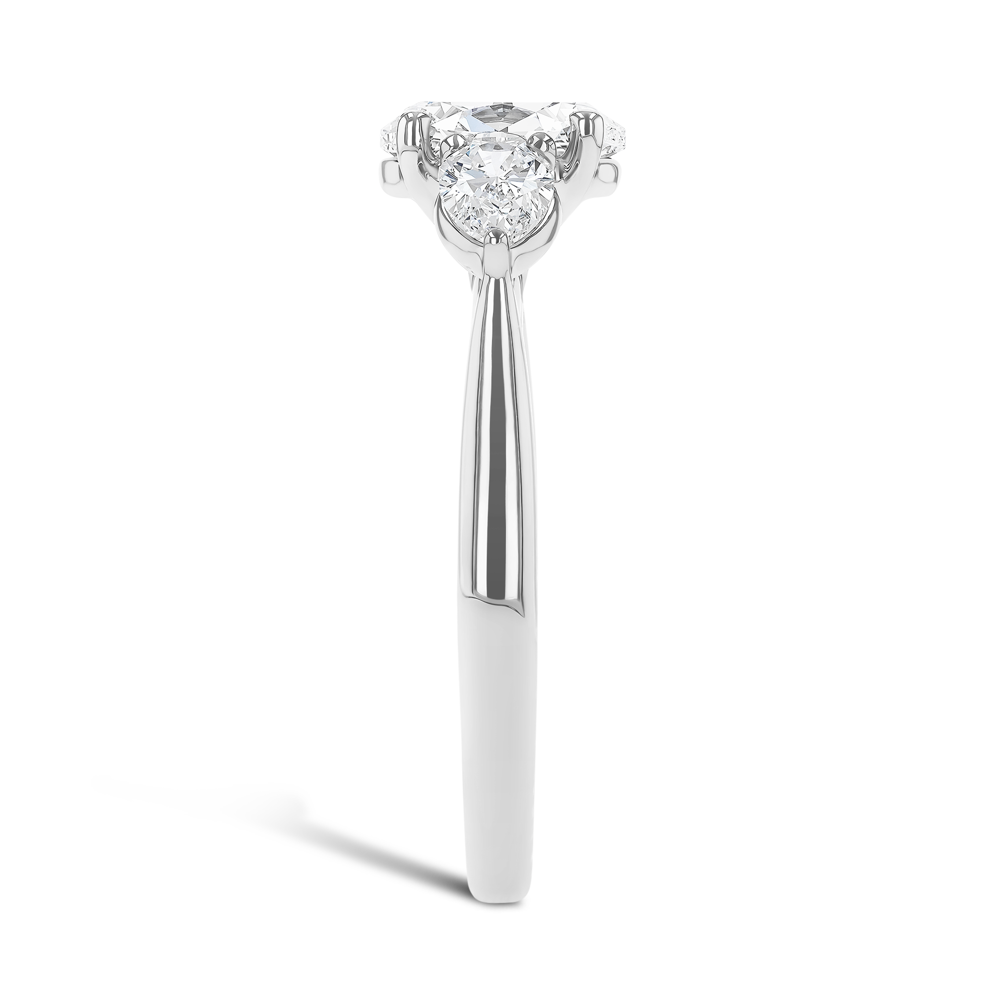 Classic 1.01ct Oval Cut Diamond Three Stone Ring Oval & Pear Shape, Claw Set_4