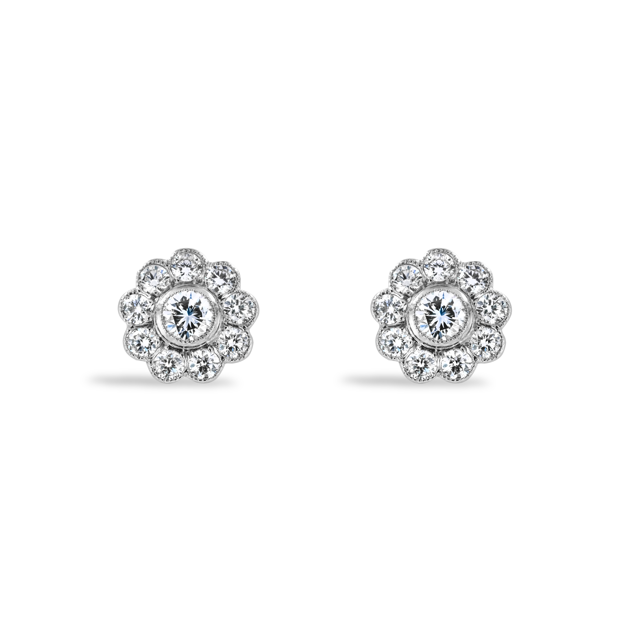 Contemporary Diamond Cluster Earrings 0.90ct in Platinum Brilliant