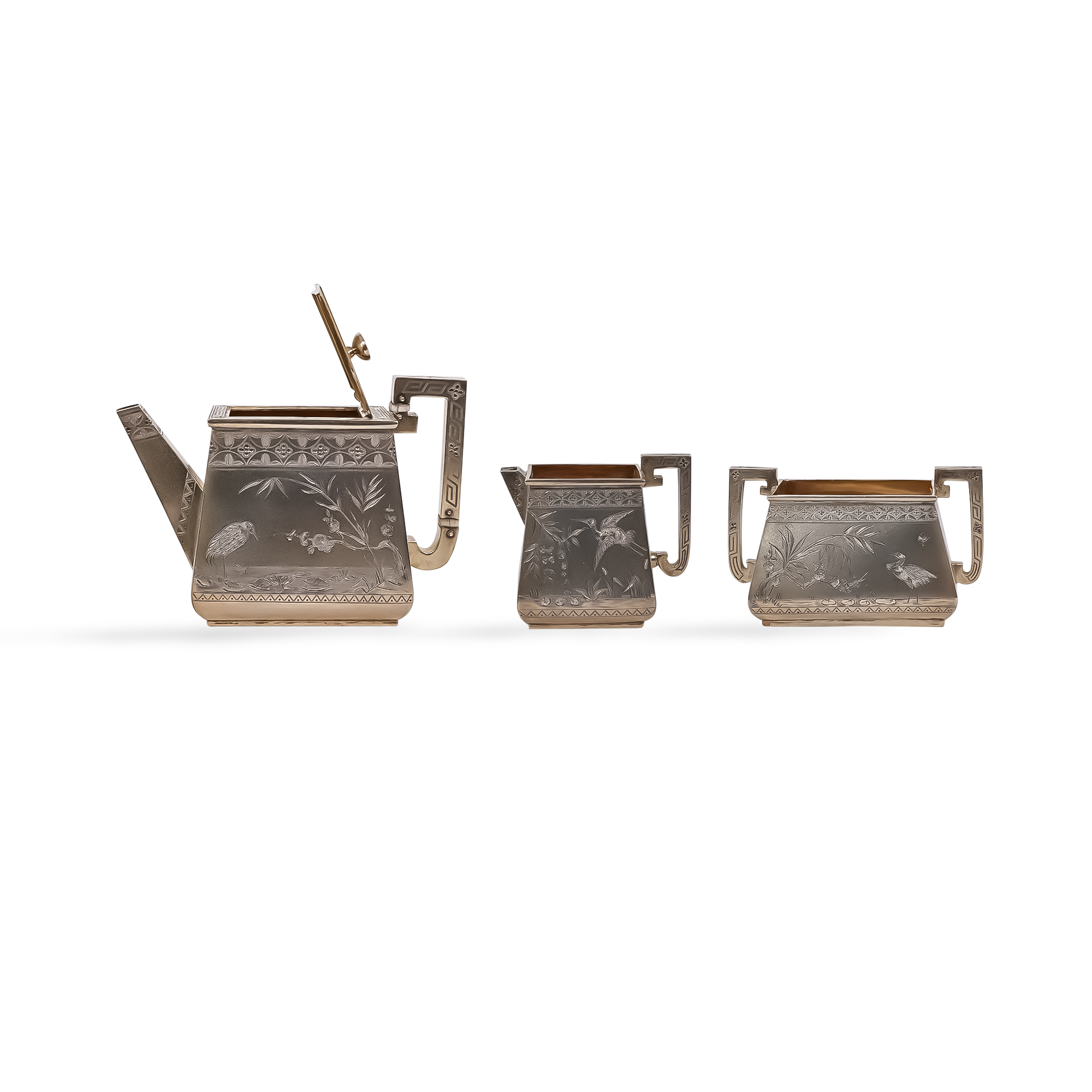 Silver Queen Victoria Gilded Tea Set Hallmarked London_3