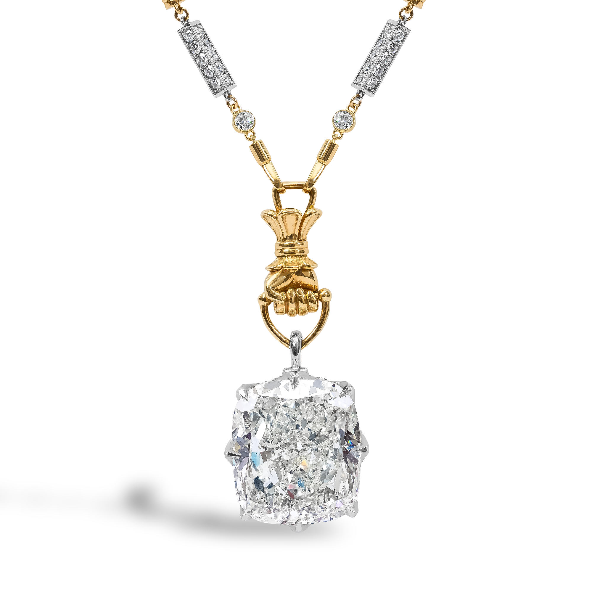 Masterpiece 32.34ct South African Diamond Figa Fortune Pendant Cushion Cut, Claw Set_1