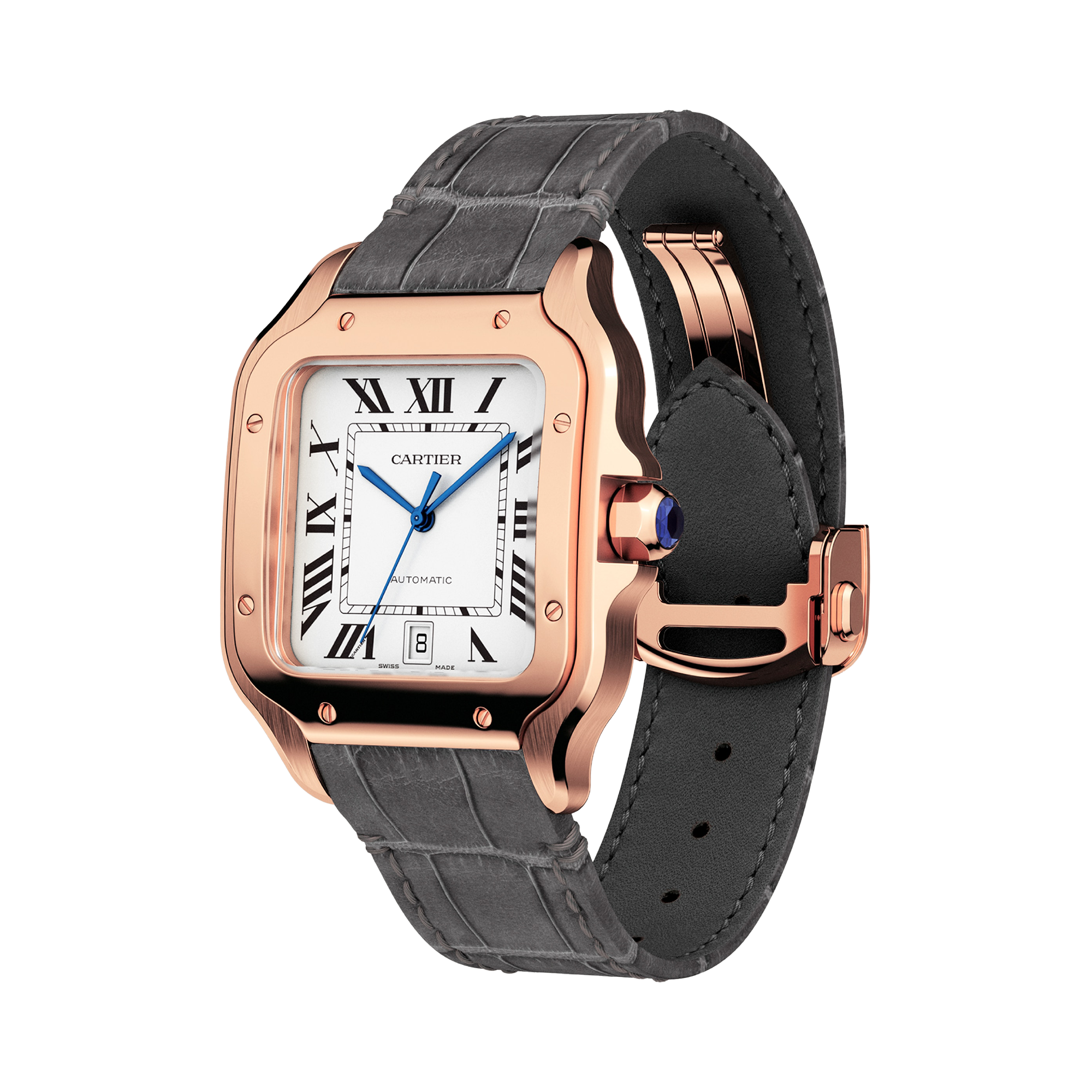 Cartier Santos de Cartier 39.8mm, Silver Dial, Roman Numeral_2