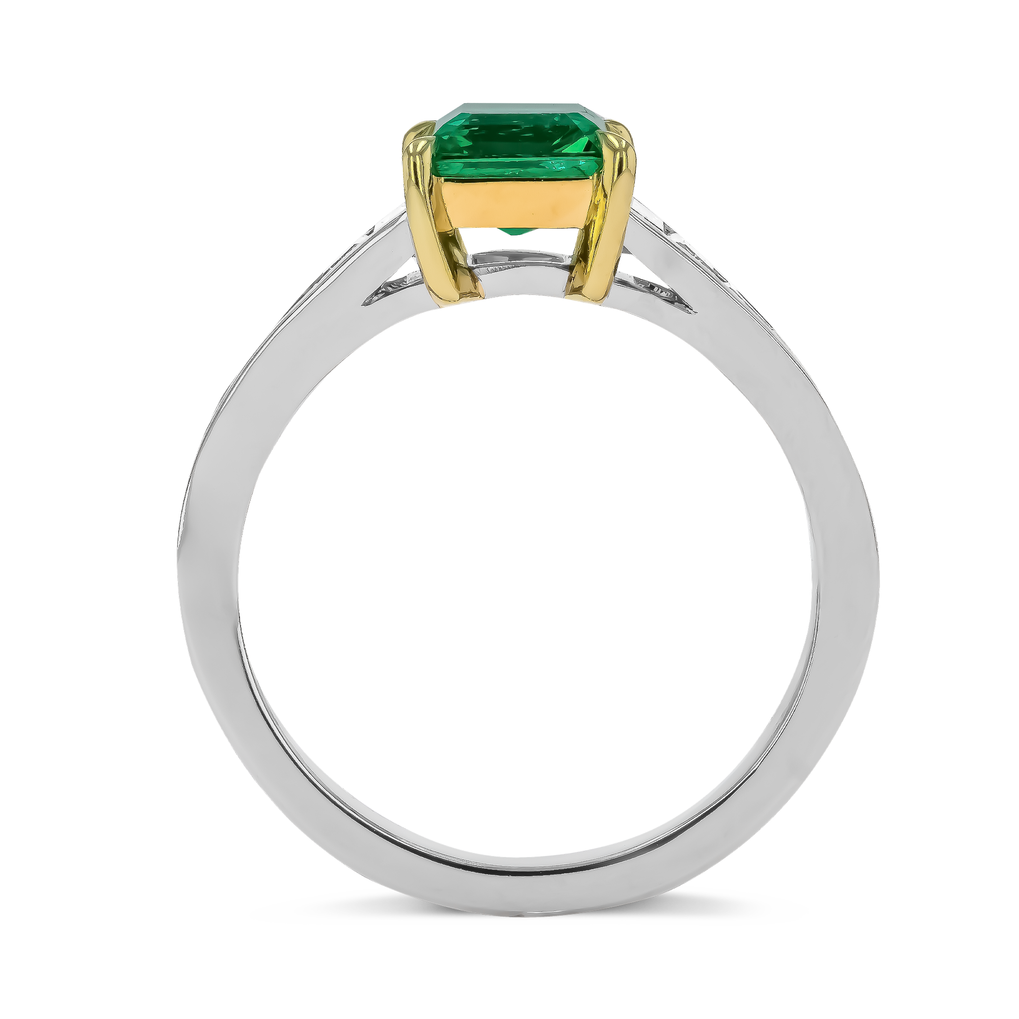 Octagonal Cut 1.40ct Colombian Emerald and Diamond Ring Octagonal & Trapeze Cut, Claw Set_3