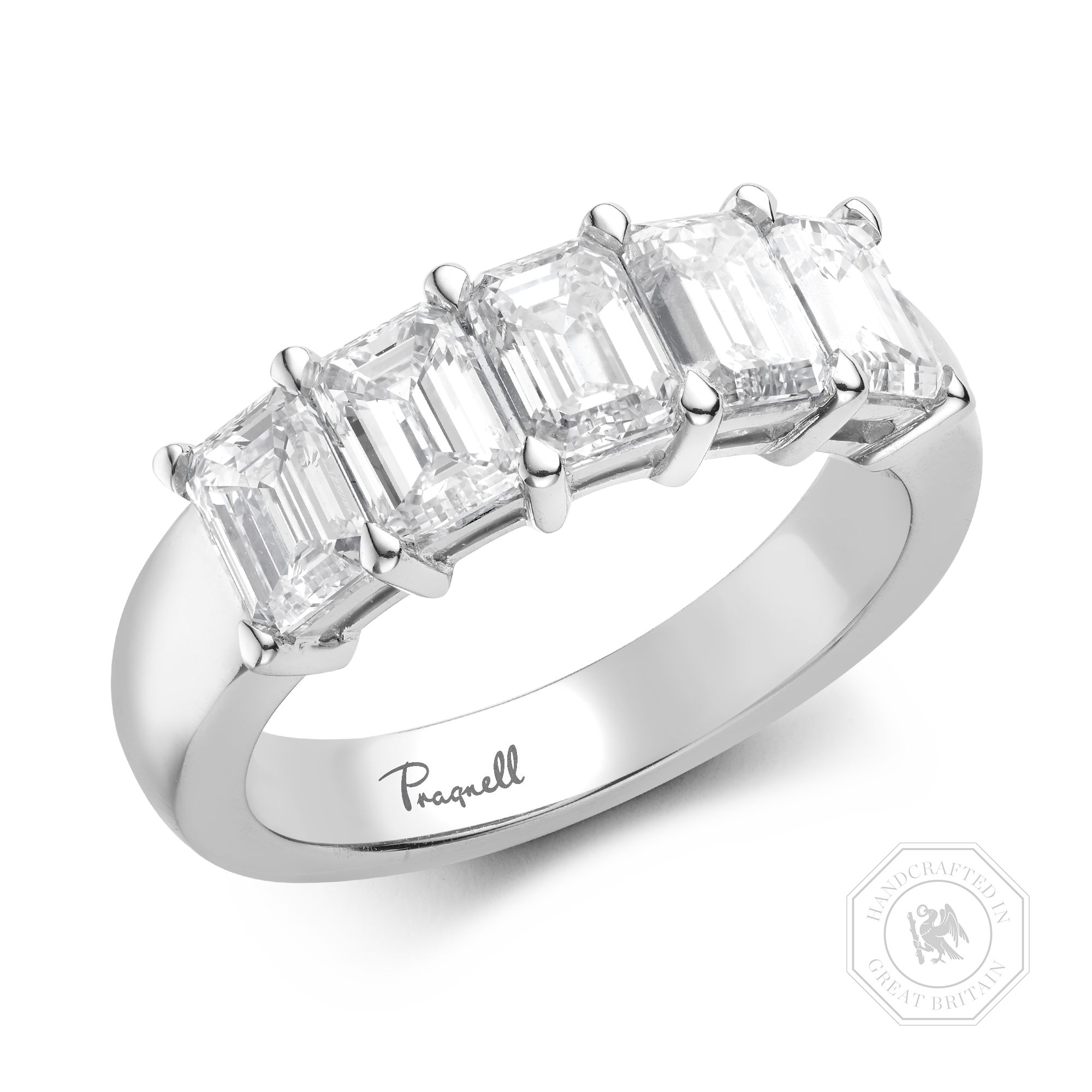 Five Stone Diamond Ring Emerald Cut, Claw Set_1