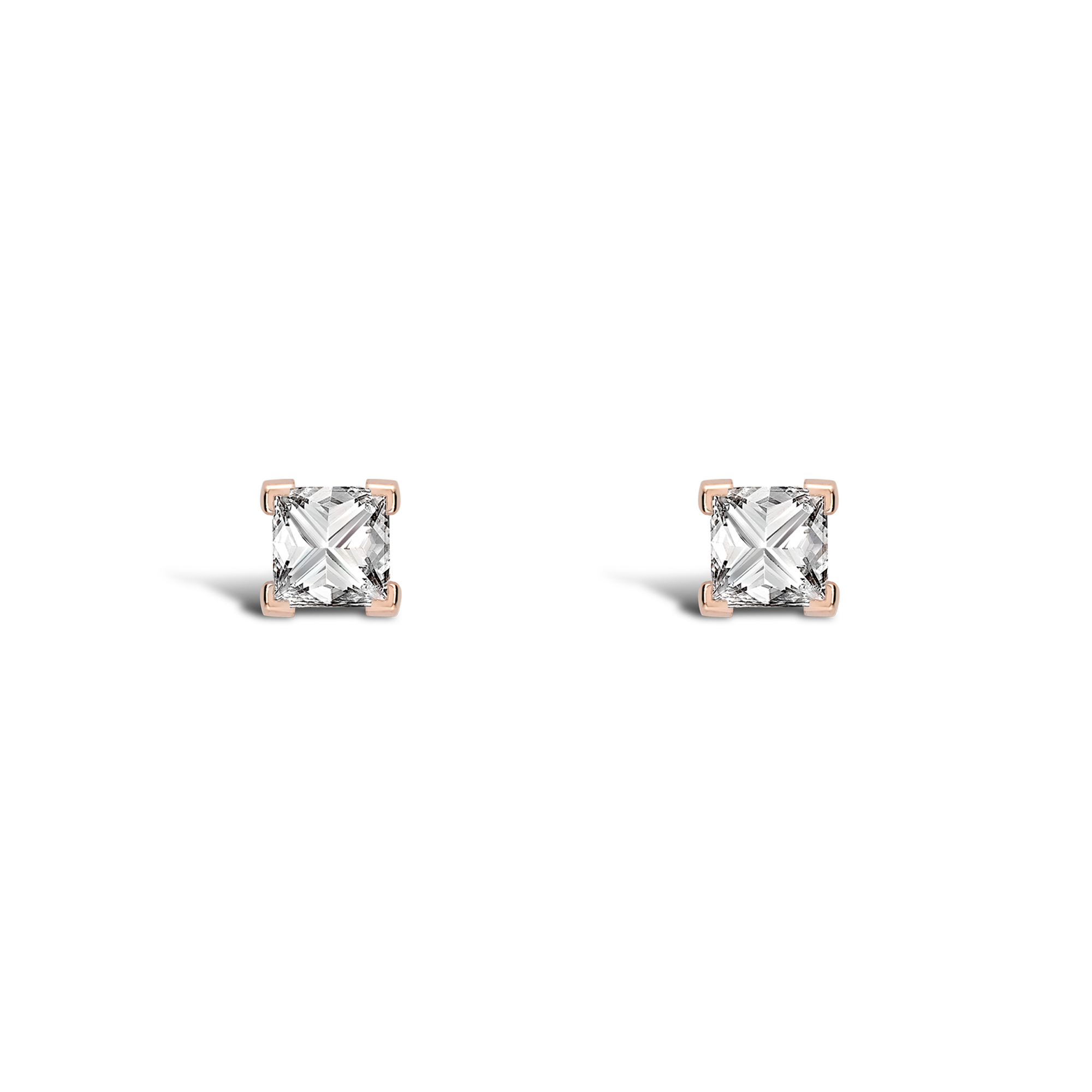 RockChic Diamond Solitaire Earrings Princess Cut, Claw Set_1