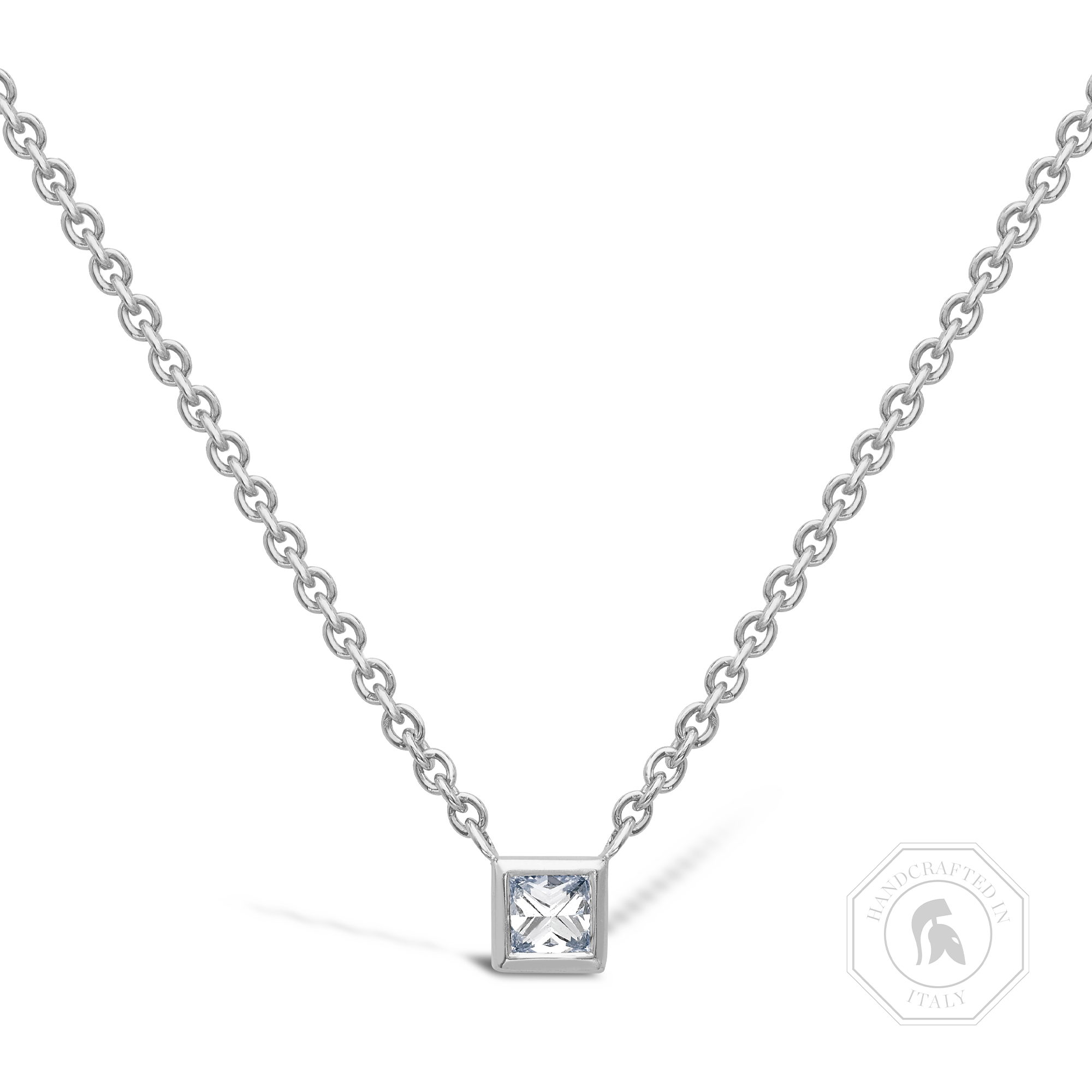 RockChic Diamond Solitaire Pendant Princess Cut, Rubover Set_1