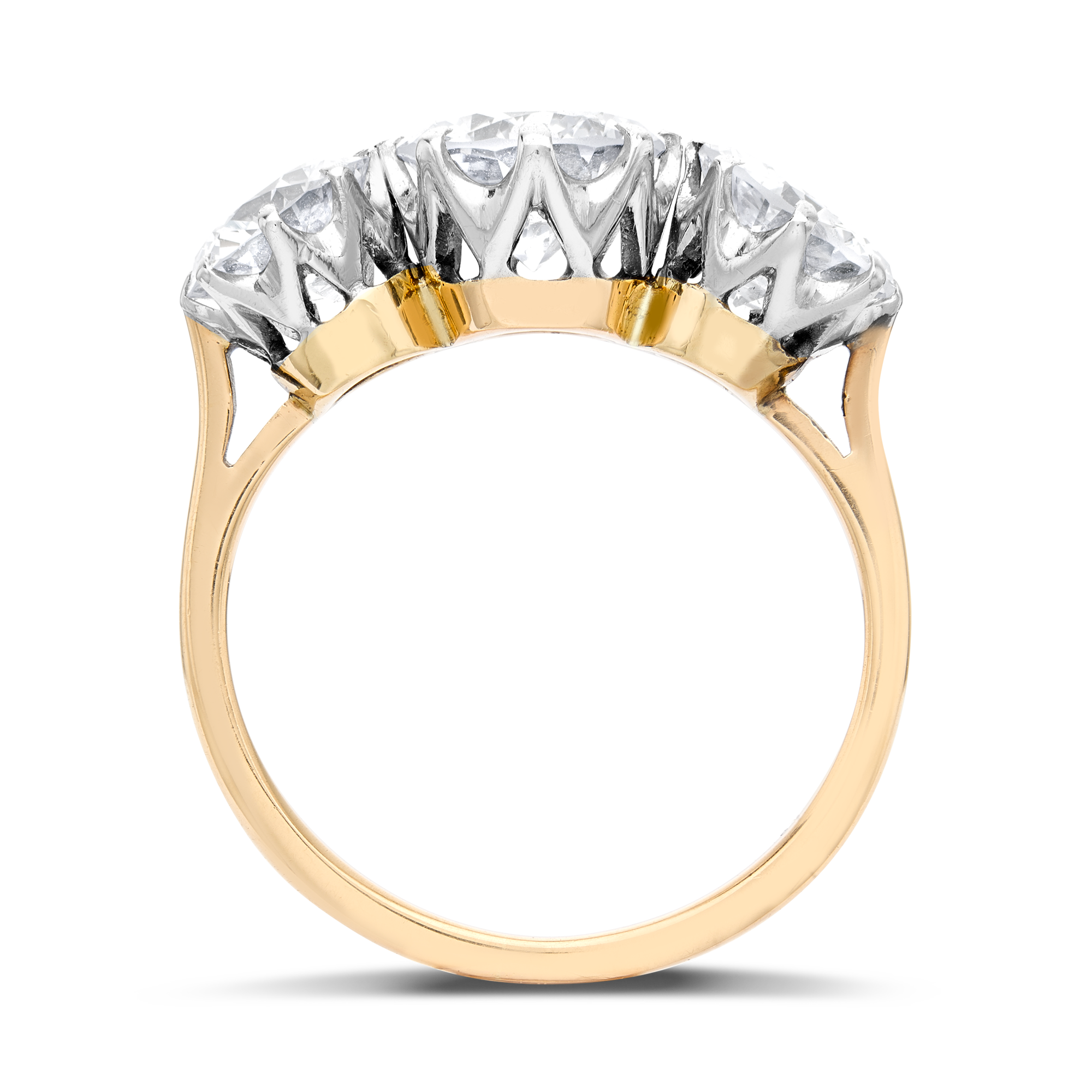 Antique Three Stone Diamond Ring Brilliant cut, Claw set_3