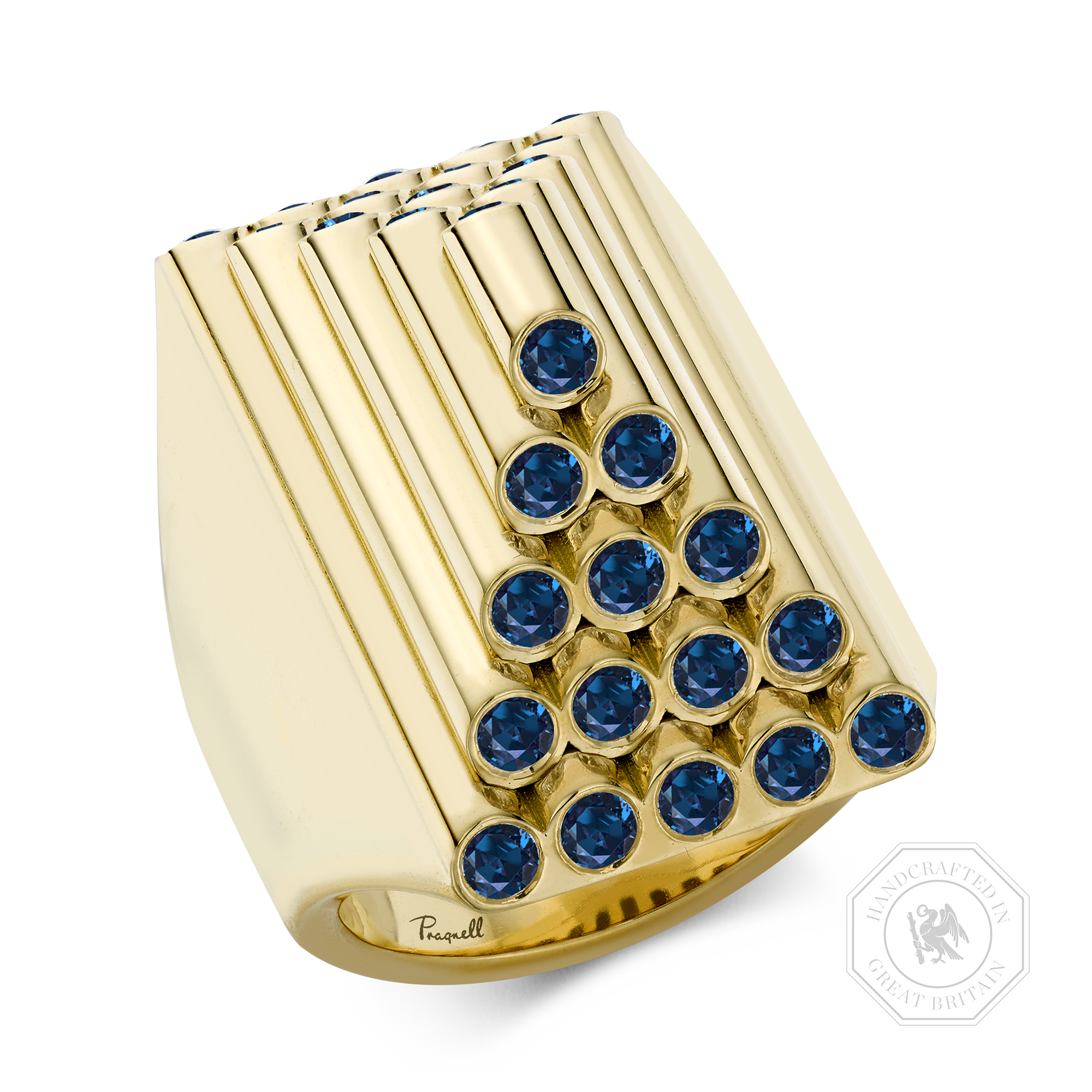 Eclipse 1.60ct Sapphire Pyramid Ring Brilliant Cut, Rubover Set_1