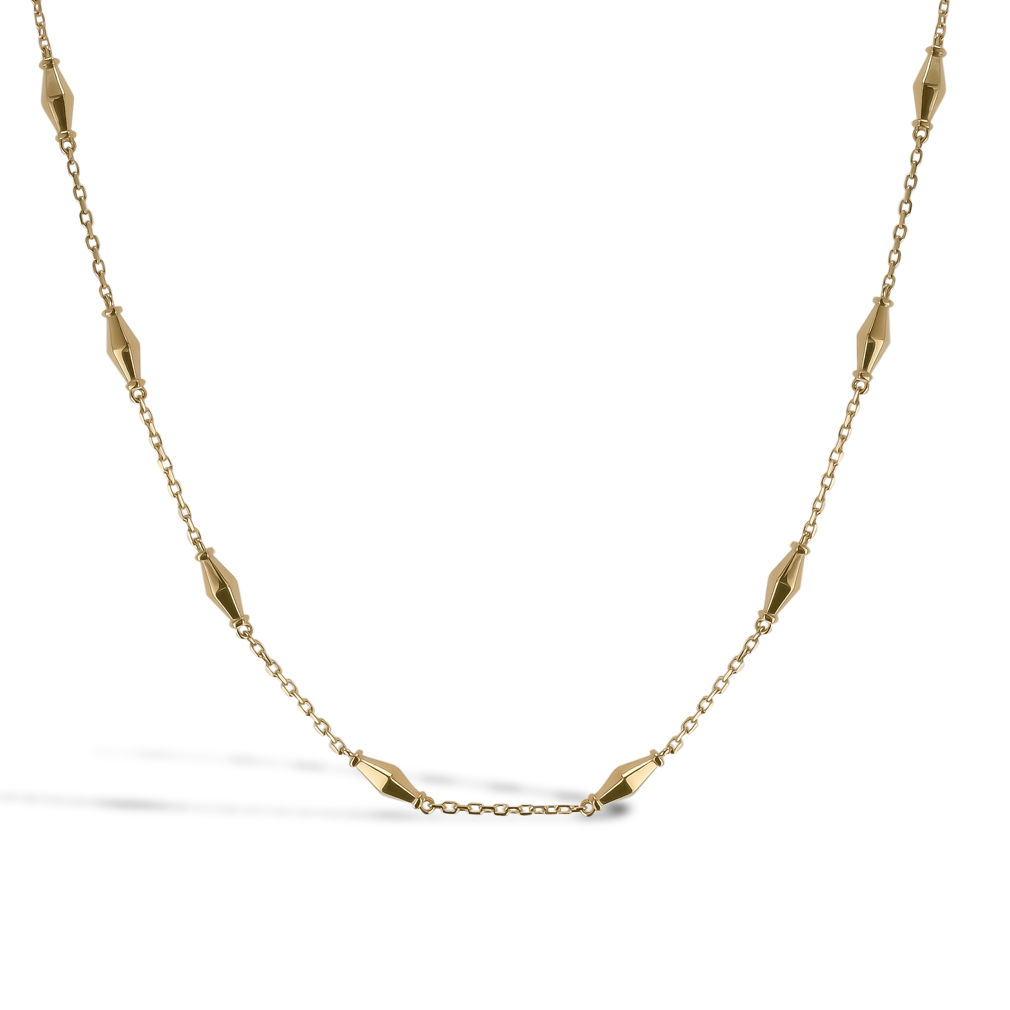 Mini-Cleopatra Gold Faceted Barrel Link Chain 45cm Necklace _2