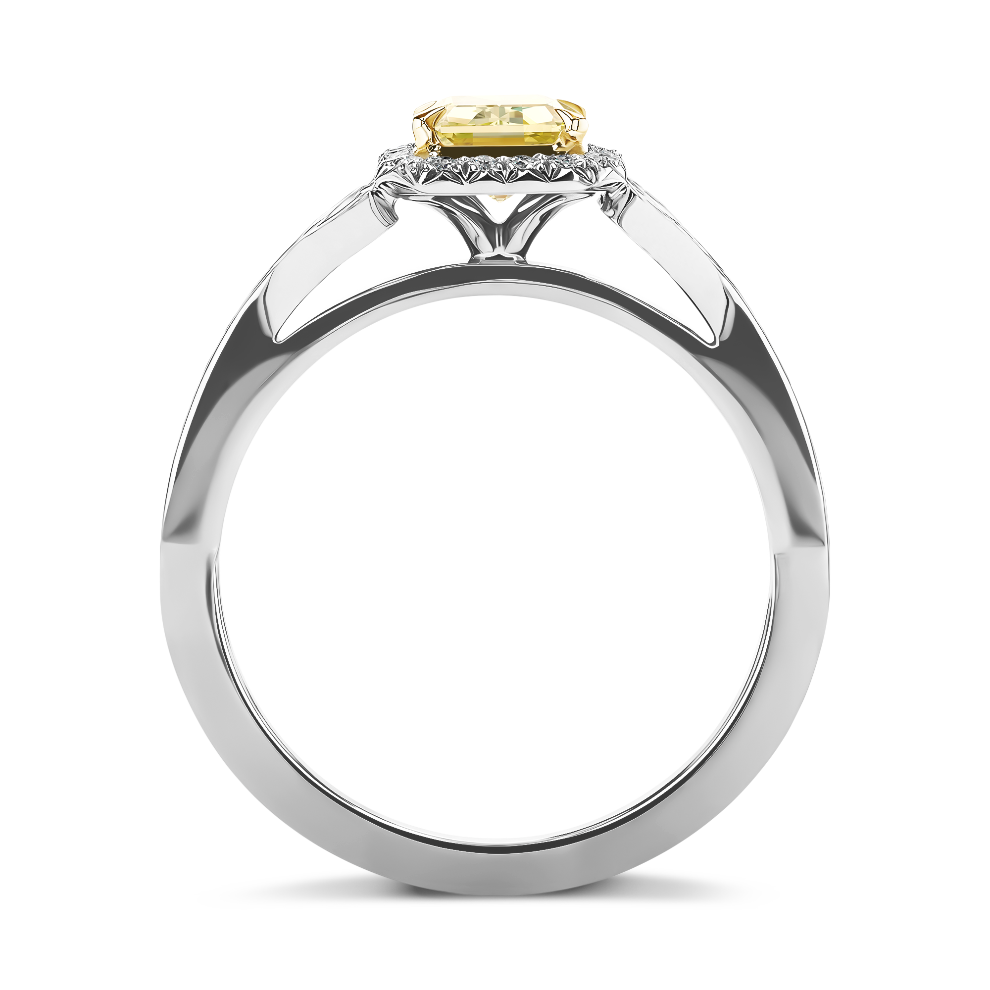 Cléo1.00ct Fancy Intense Yellow Diamond Cluster Ring Emerald Cut, Claw Set_3