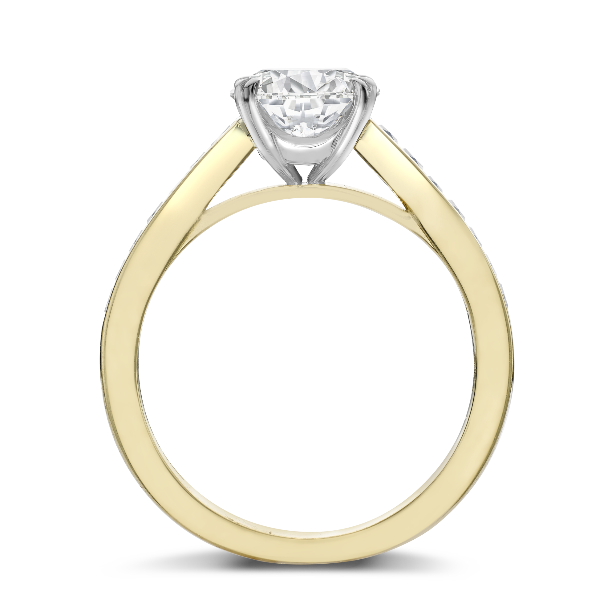 Diamond Solitaire Ring with diamond set shoulders Brilliant Cut, Four Claw Set_3