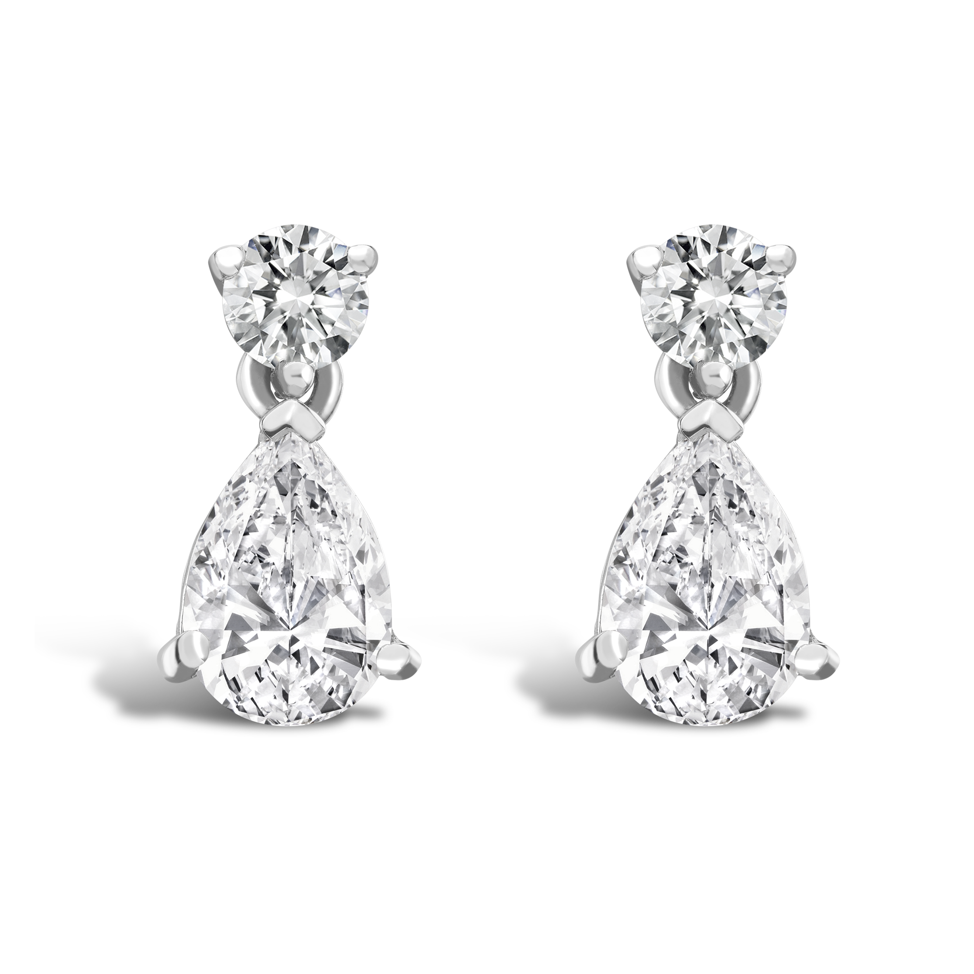 Pear Diamond Drop Earrings Pear & Brilliant Cut, Claw Set_1