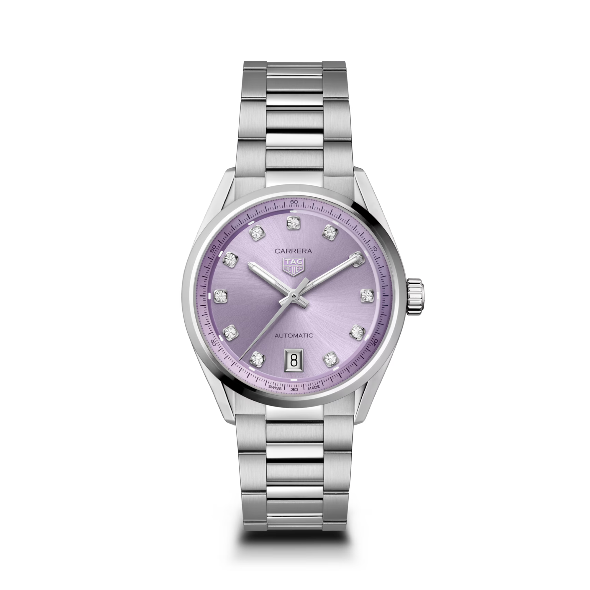 Tag Heuer Carrera Date 36mm, Lilac Dial, Diamond Numerals_1