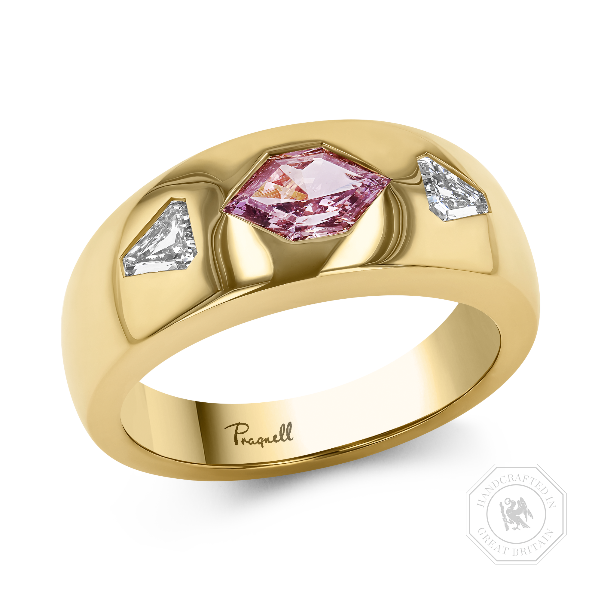 Masterpiece Stellar 0.78ct Fancy Intense Purplish-Pink Diamond Ring Hexagonal Cut, Rubover Set_1