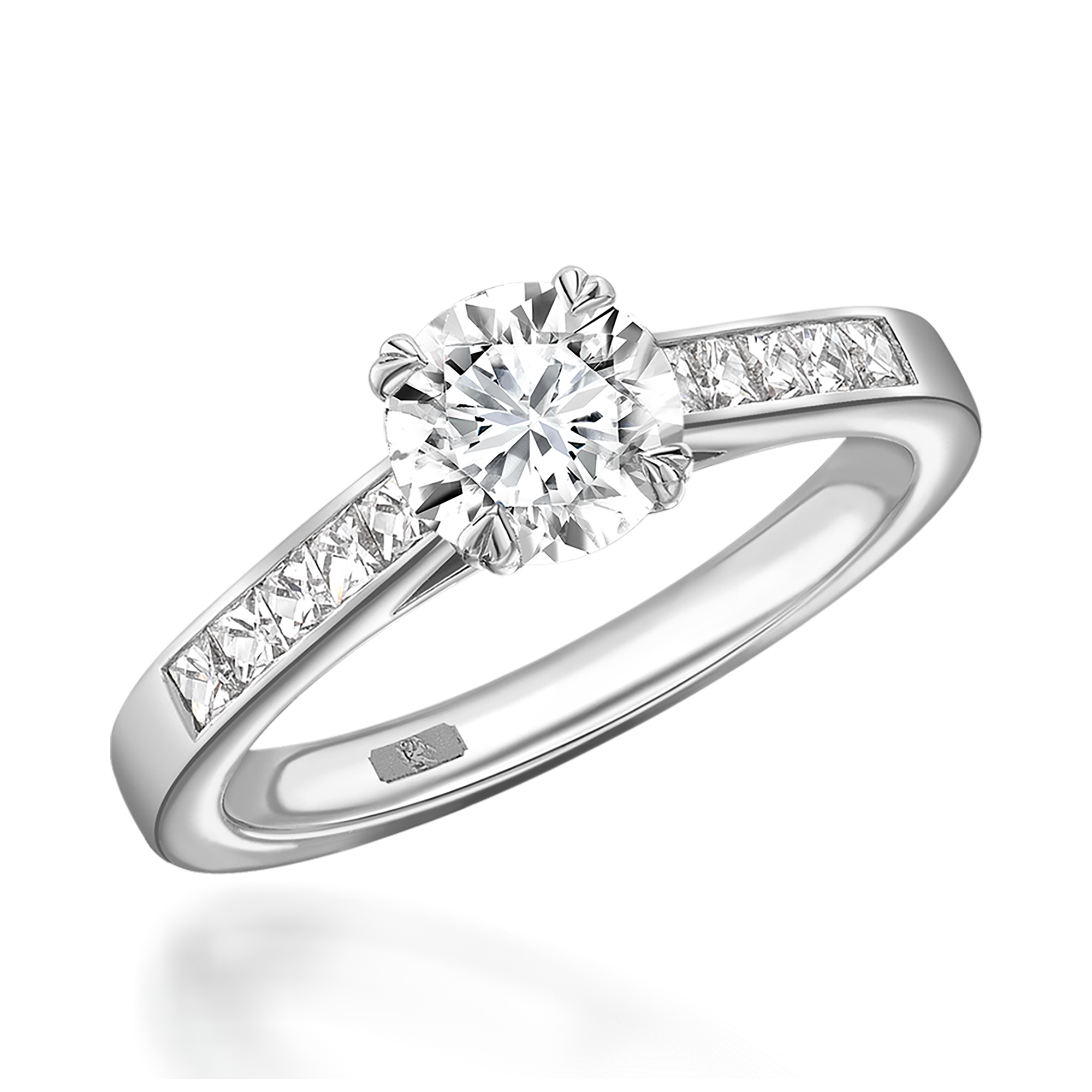 0.70CT Diamond Solitaire Ring Brilliant Cut, Solitaire, French Cut Diamond Shoulders_1