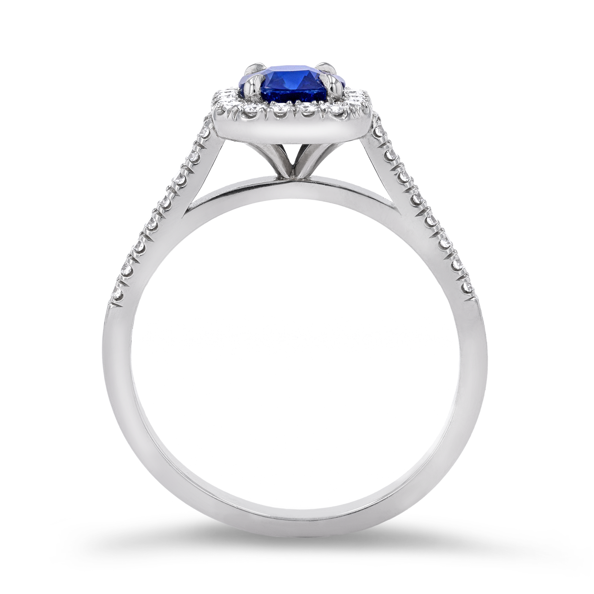 Celestial 0.94ct Sapphire and Diamond Cluster Ring Cushion Antique Cut, Claw Set_3