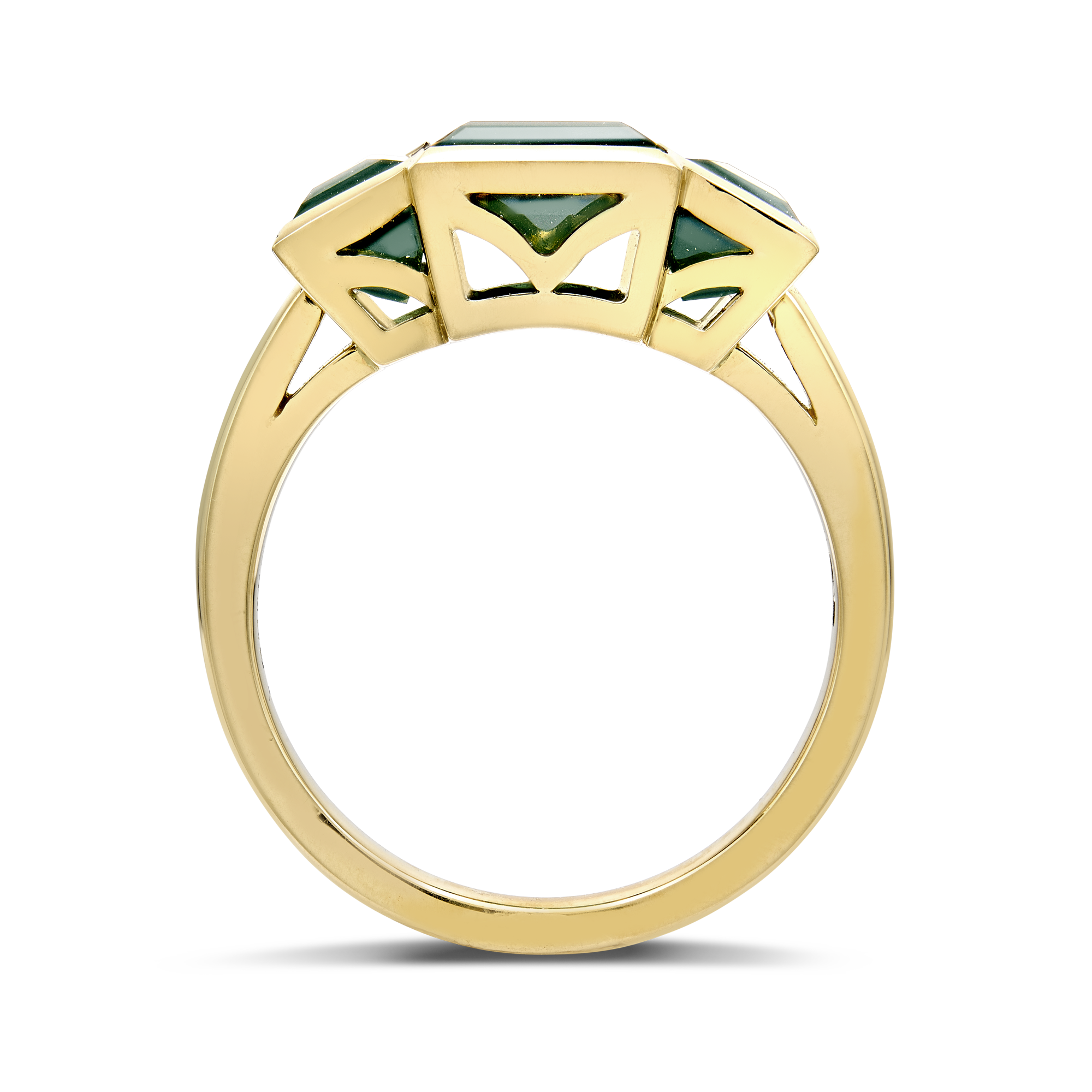 Kingdom Green Tourmaline Ring Baguette Cut, Rubover Set_3