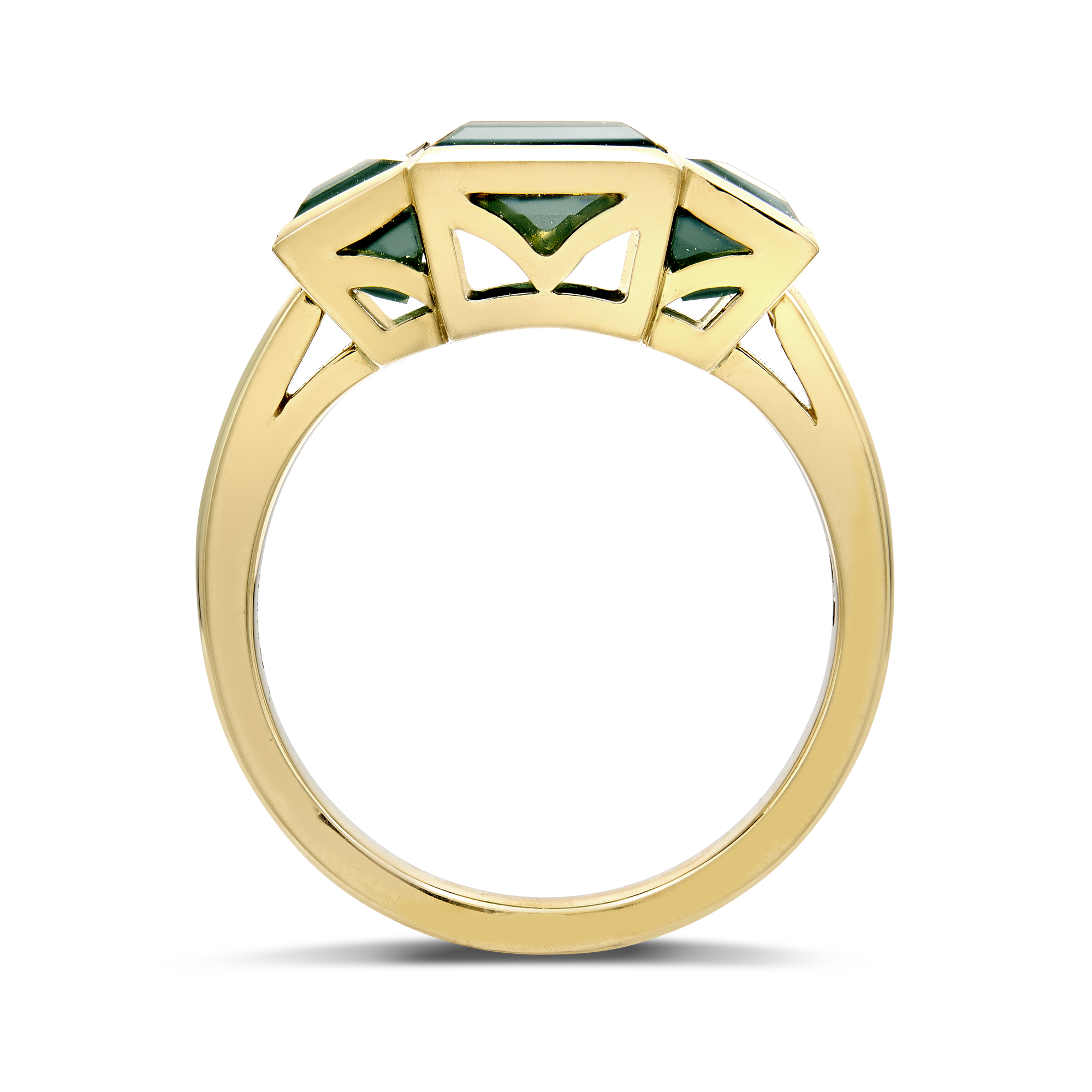 Green Tourmaline Kingdom Ring Baguette Cut, Three Stone_3