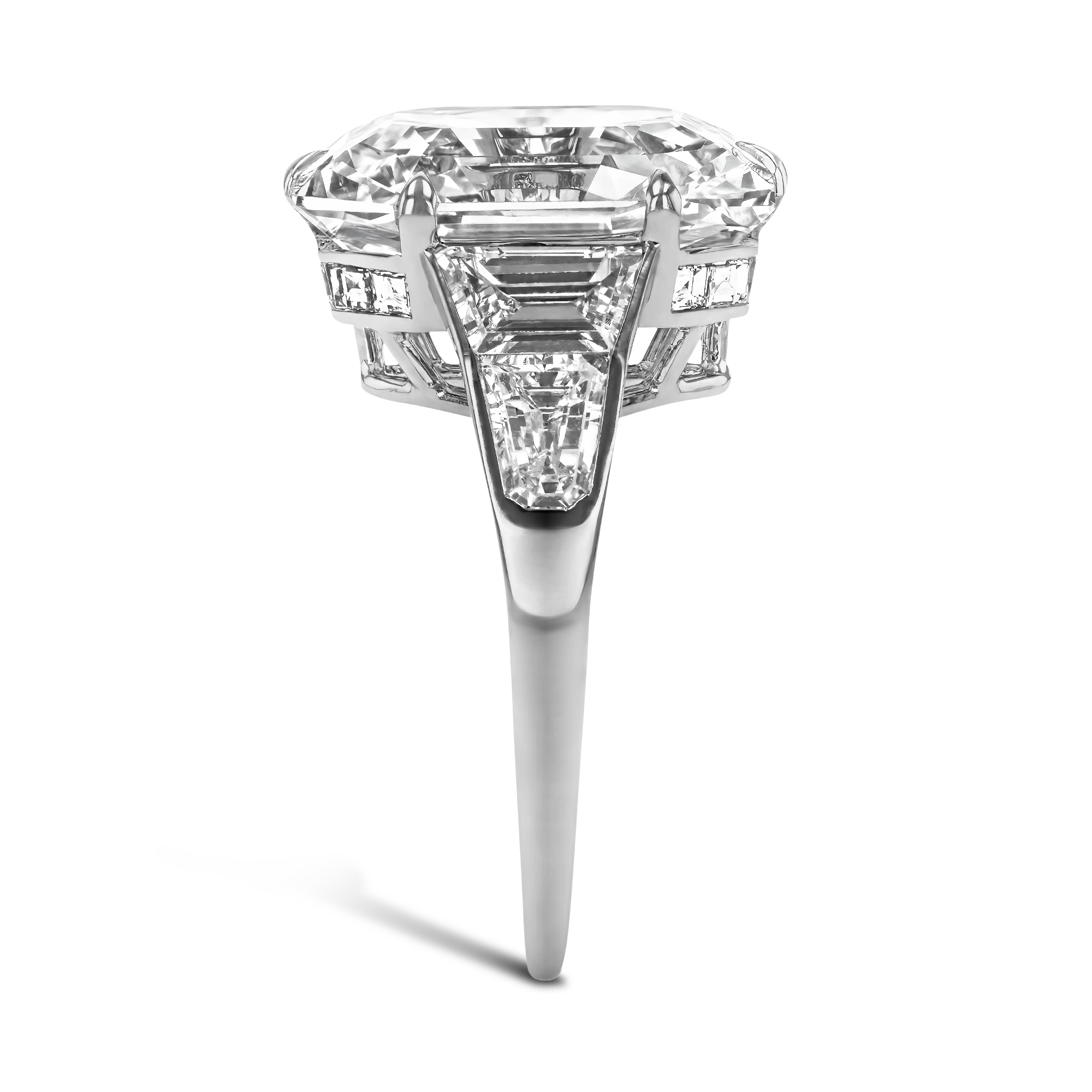 Exceptional Art Deco Asscher cut diamond ring by the House of Chaumet Emerald Cut, Four Claw Set_4