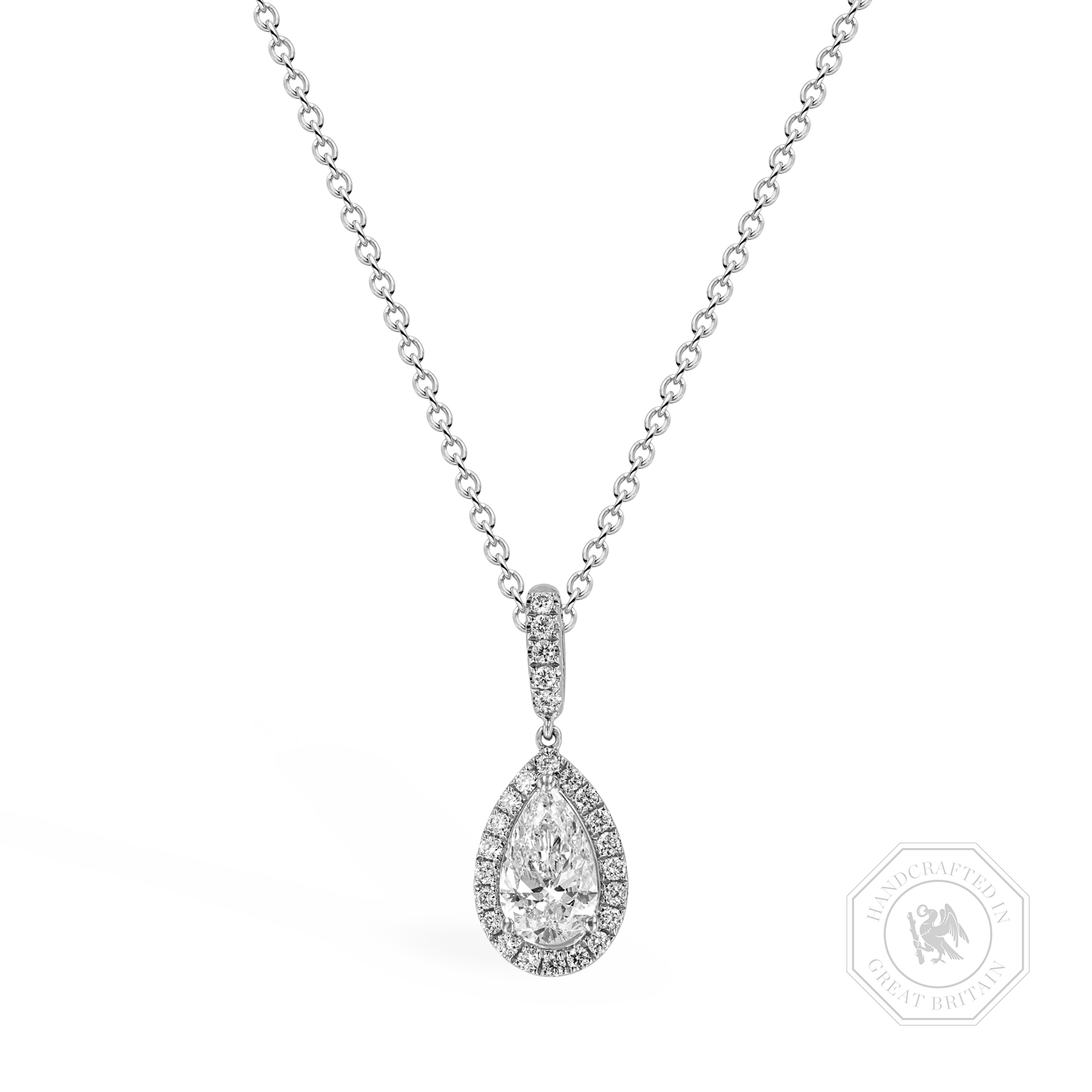 Celestial 1.01ct Diamond Pendant with Diamond Halo Pear & Brilliant Cut, Claw Set_1