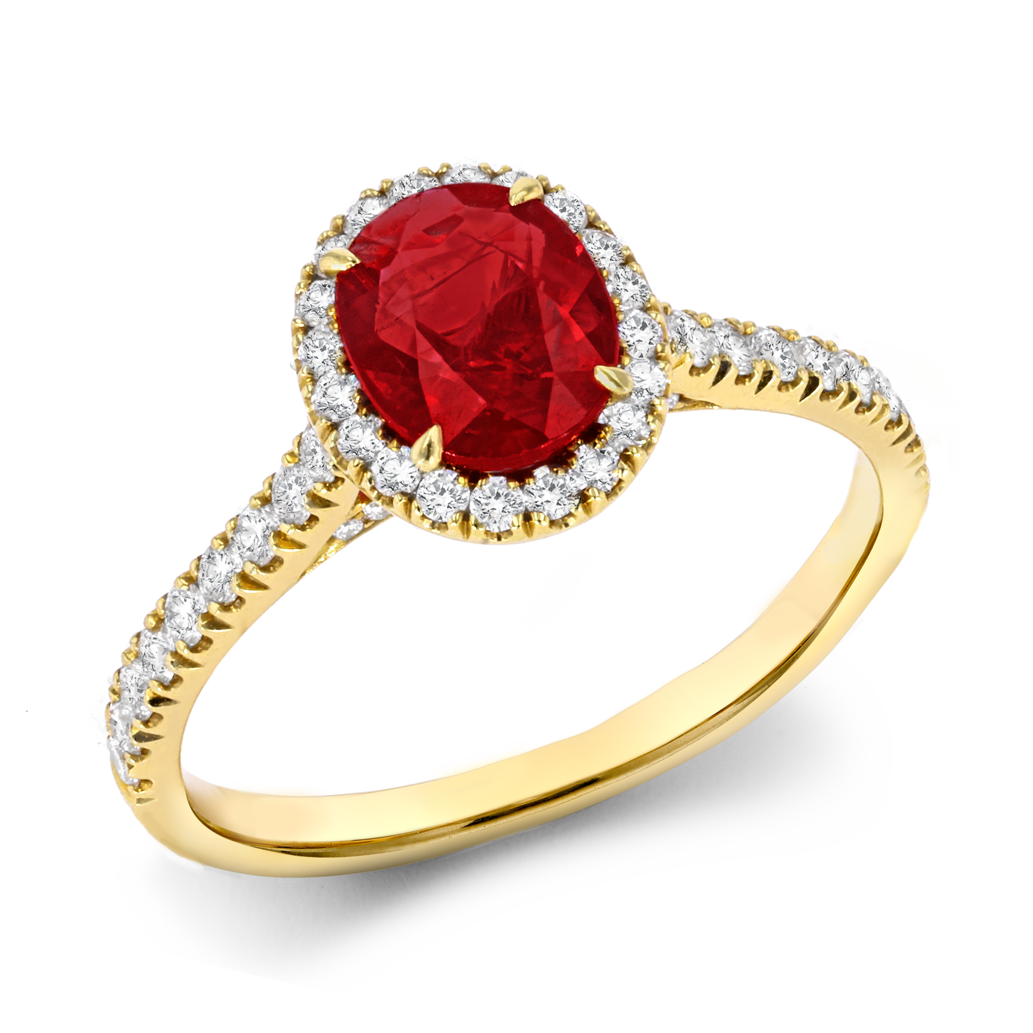 Ruby and Diamond Cluster Ring Oval & Brilliant Cut, Claw & Micro Pave Set_1