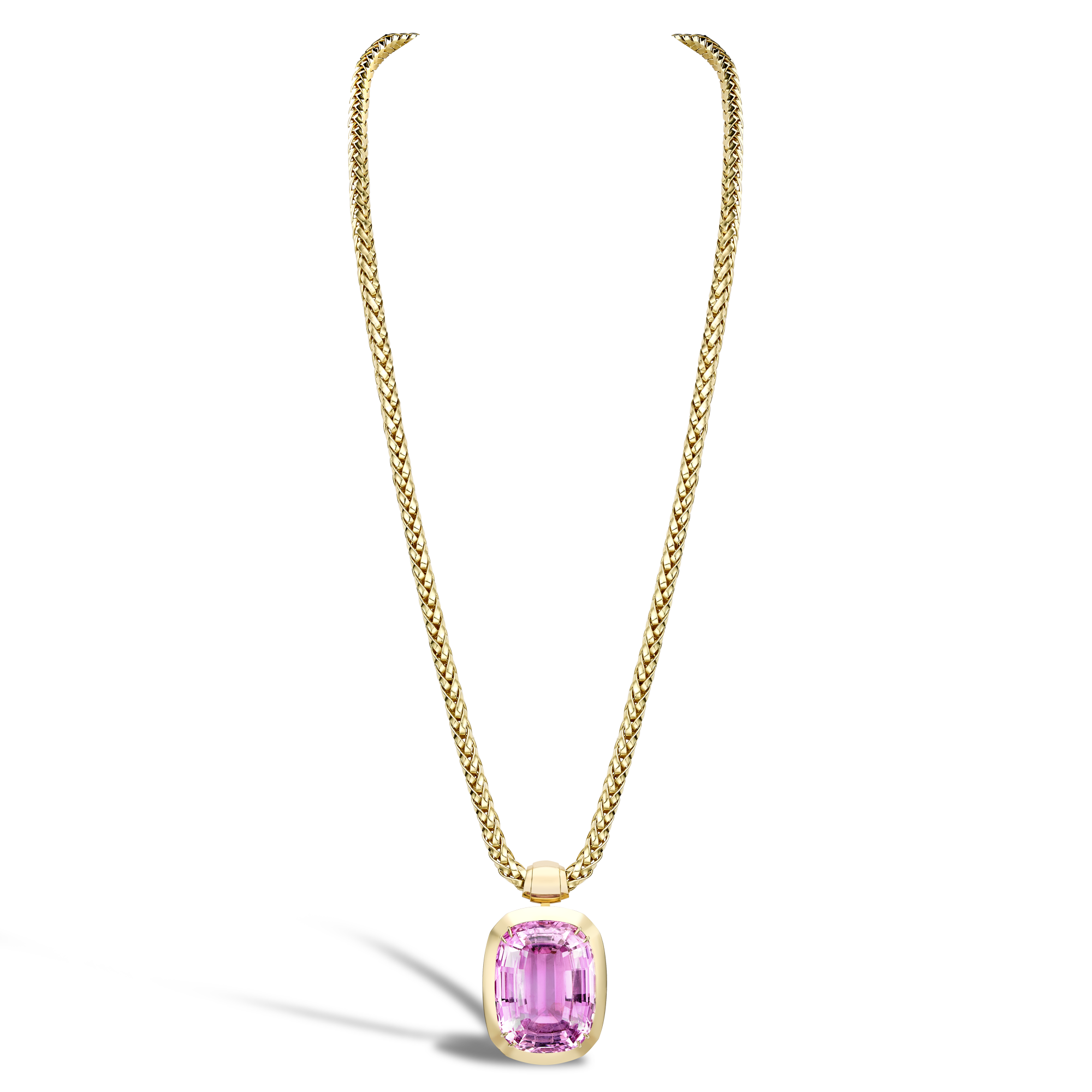 Masterpiece Portrait Setting Kunzite Pendant Cushion cut, rub over set_2