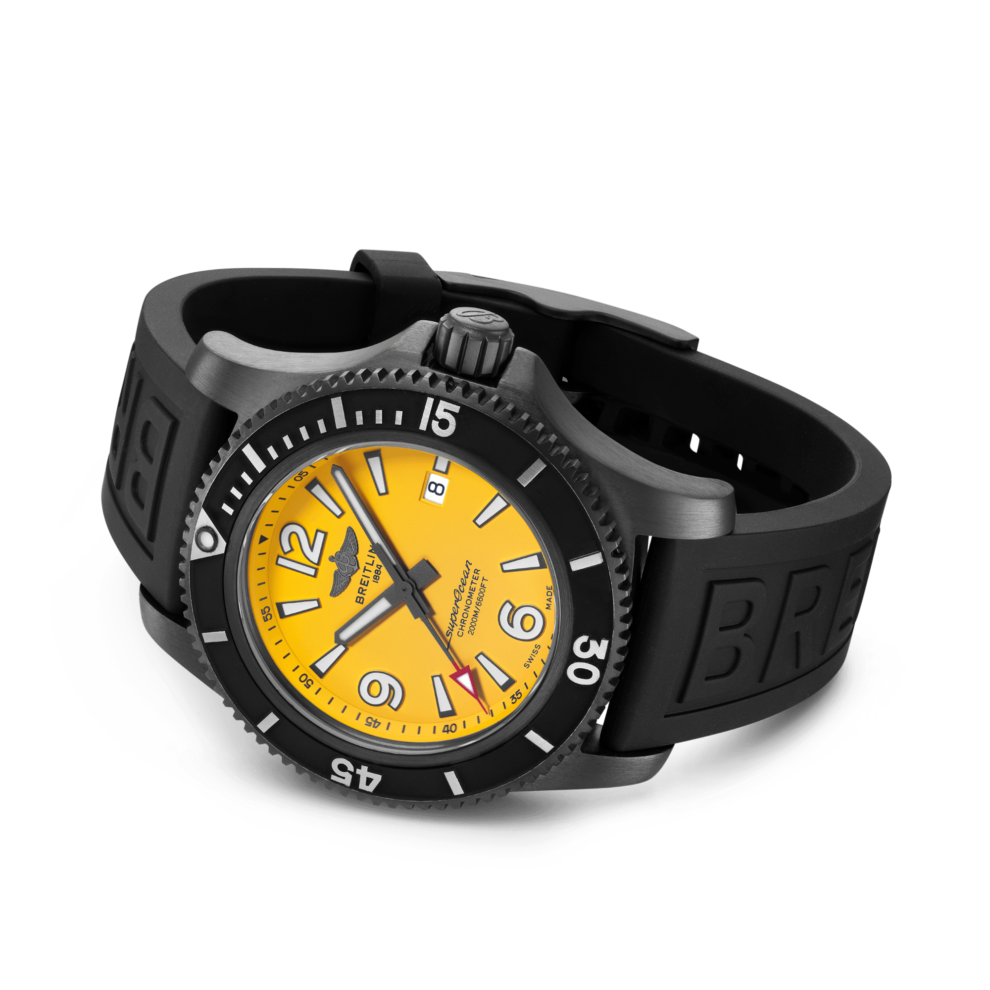 Breitling Superocean Automatic 46 Black Steel 46mm, Yellow Dial, Arabic/Baton Numerals_4