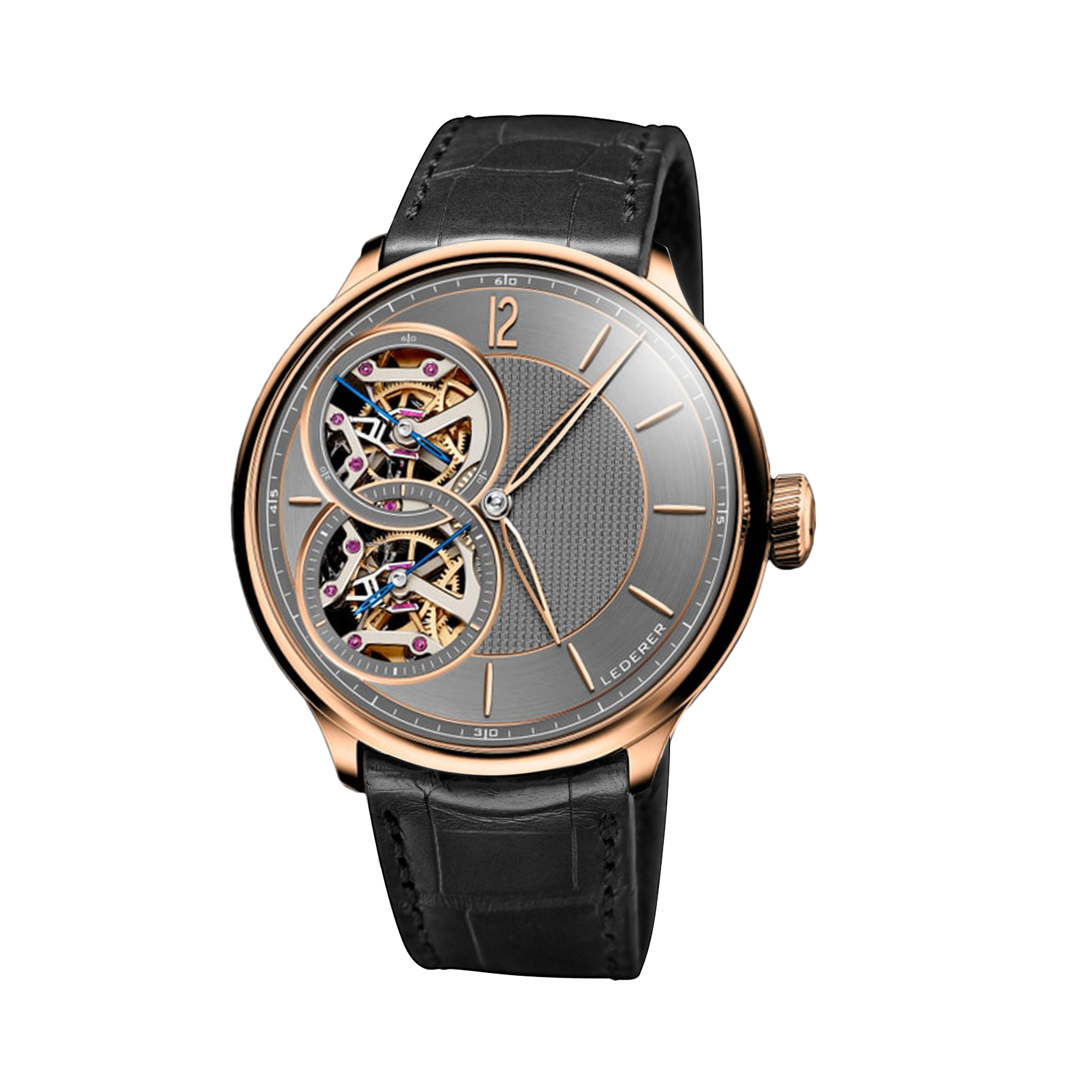 Lederer Central Impulse Chronometer 44mm, Rhodium Dial, Baton Numerals_1