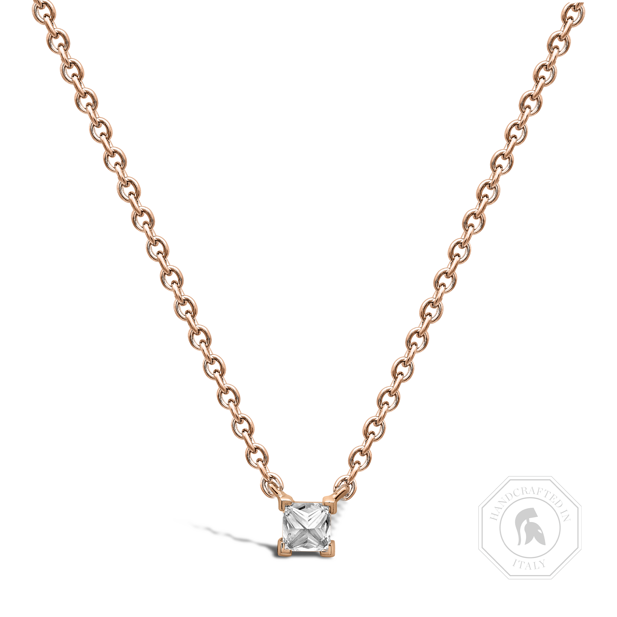 RockChic Diamond Solitaire Necklace Princess Cut, Claw Set_1