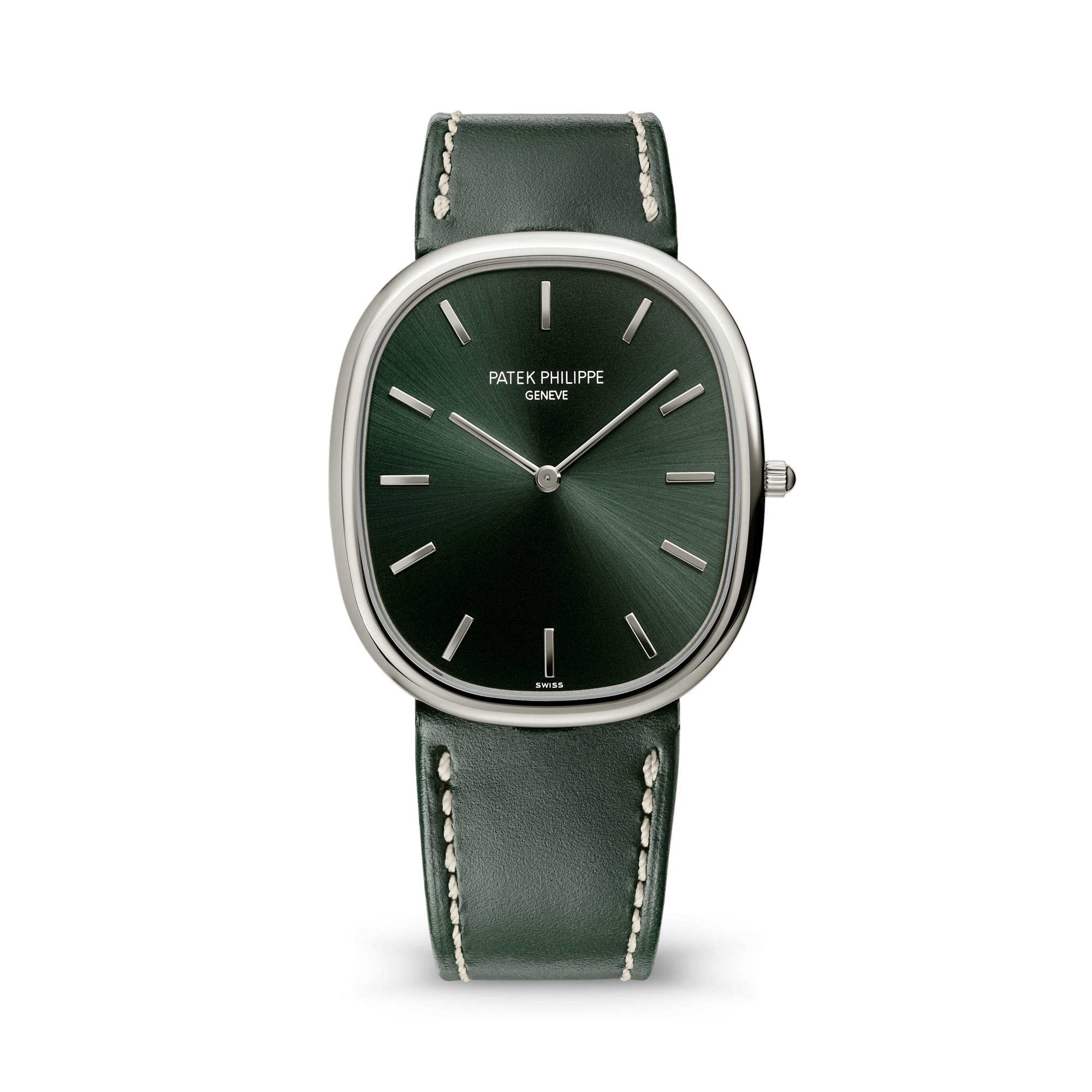 Patek Philippe Golden Ellipse 34.5mm, Olive Green Dial, Baton Numerals_1