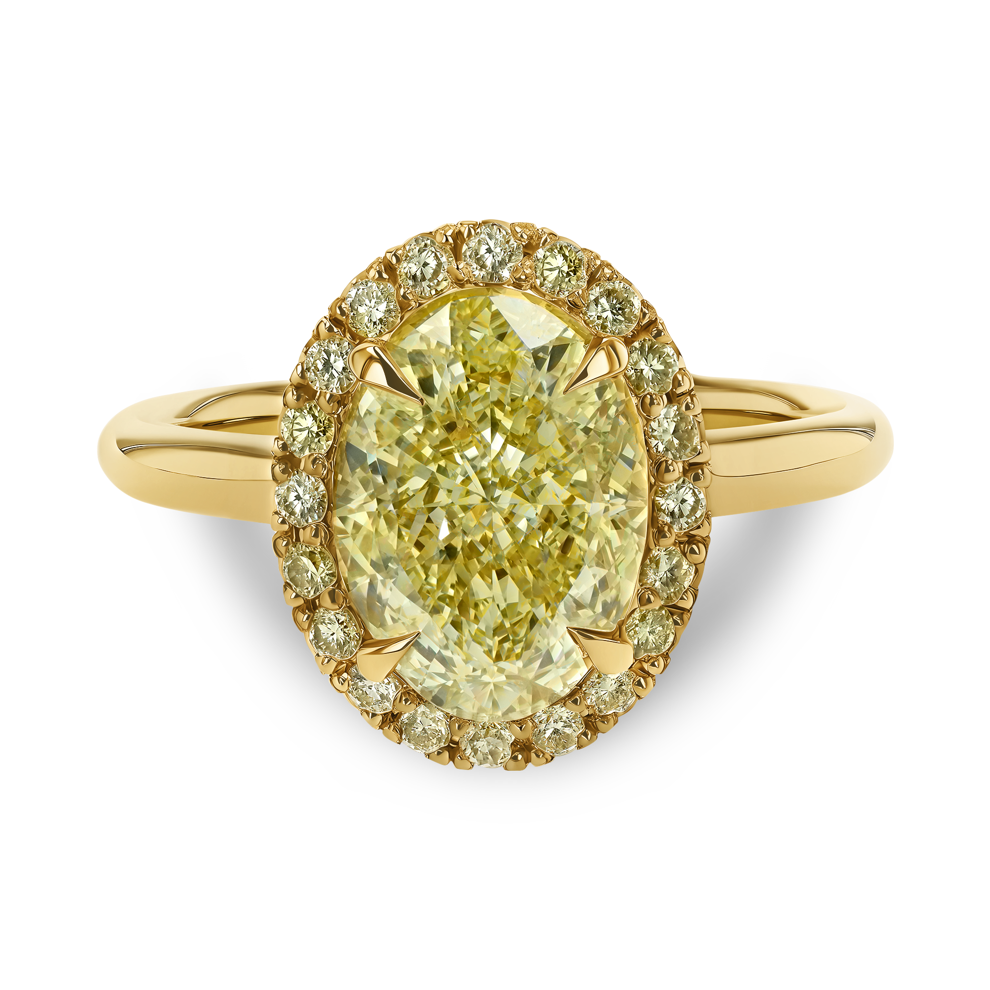 Celestial 3.01ct Fancy Yellow Diamond Cluster Ring Oval Cut, Claw Set_2