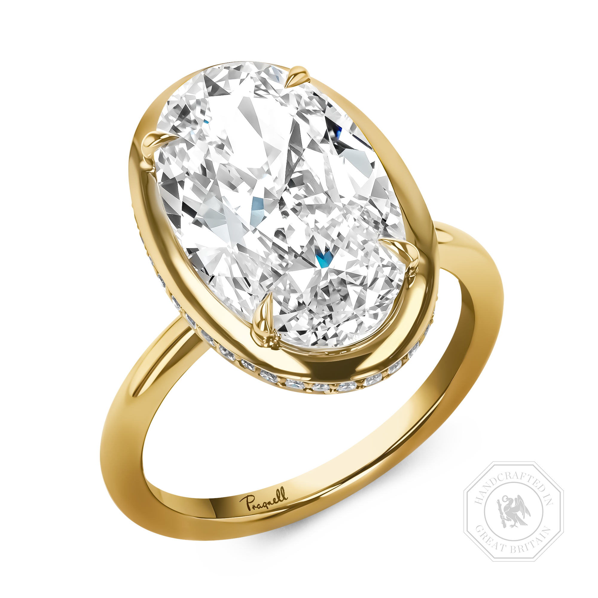 Masterpiece Skimming Stone 5.36ct Oval Diamond Solitaire Ring Oval Cut, Claw Set_1
