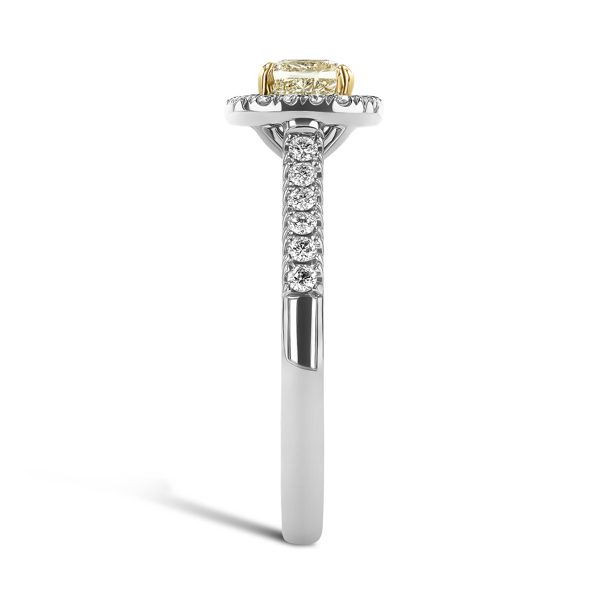 Celestial Radiant Cut 0.46ct Fancy Yellow Diamond Cluster Ring Radiant Cut, Claw Set_4