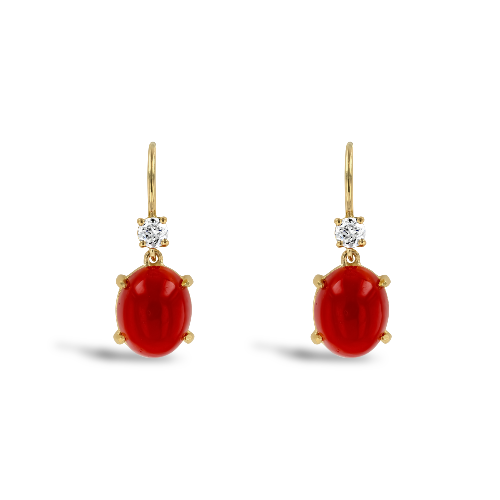 Cabochon Cut Agate and Diamond Drop Earrings Cabochon Cut, Claw Set_1