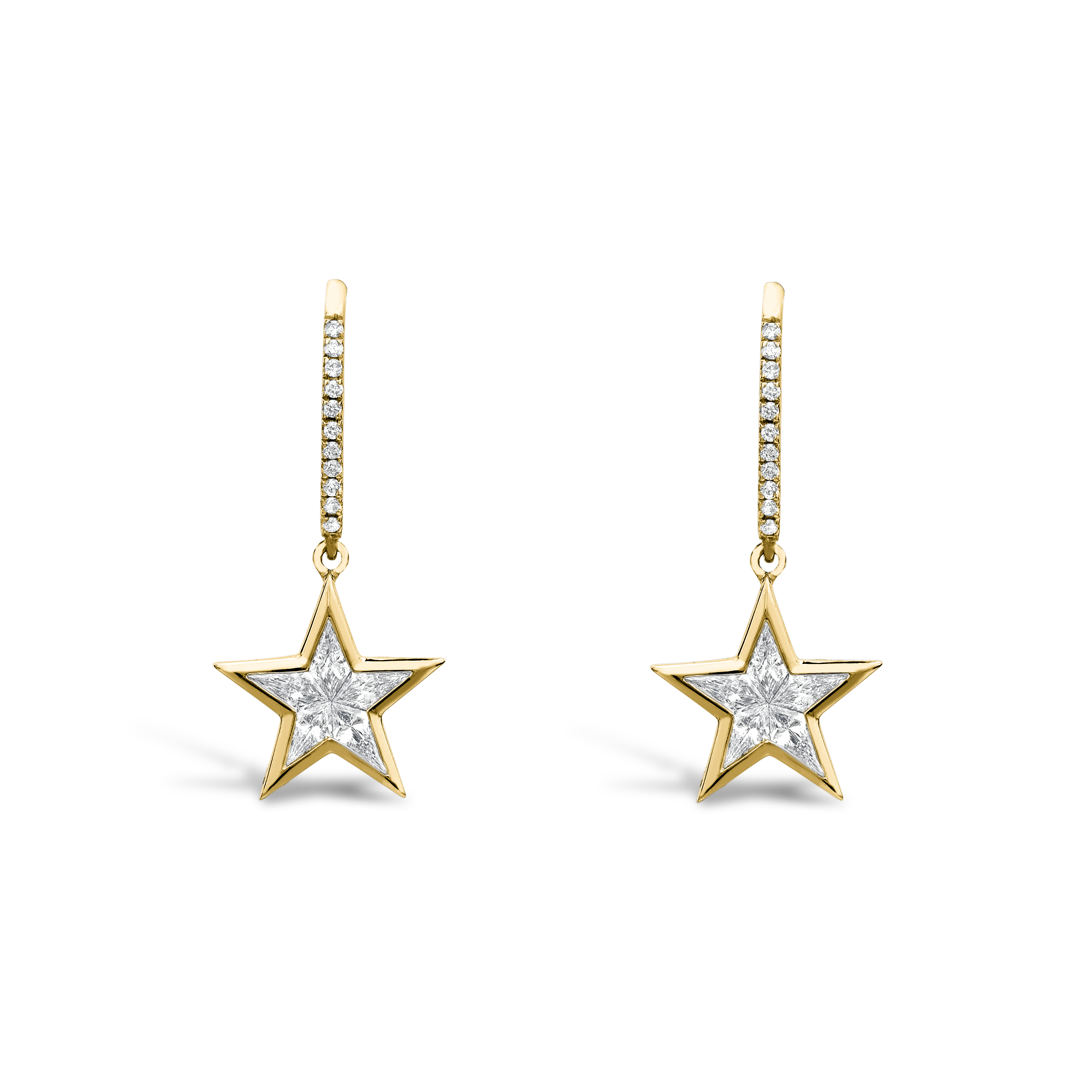 RockStar Diamond Drop Earrings Kite Cut, Rubover Set_1