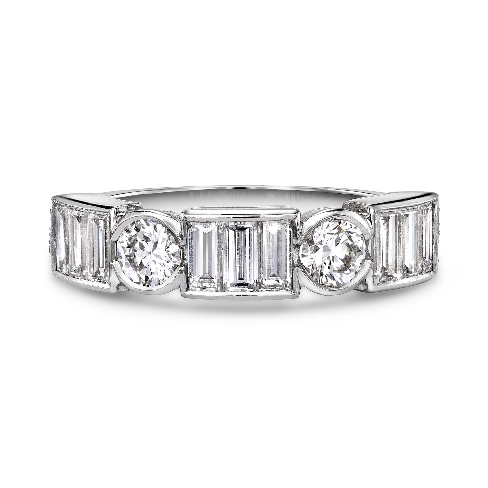 Antrobus Diamond Half Eternity Ring Brilliant & Baguette Cut, Rub Over Set_2