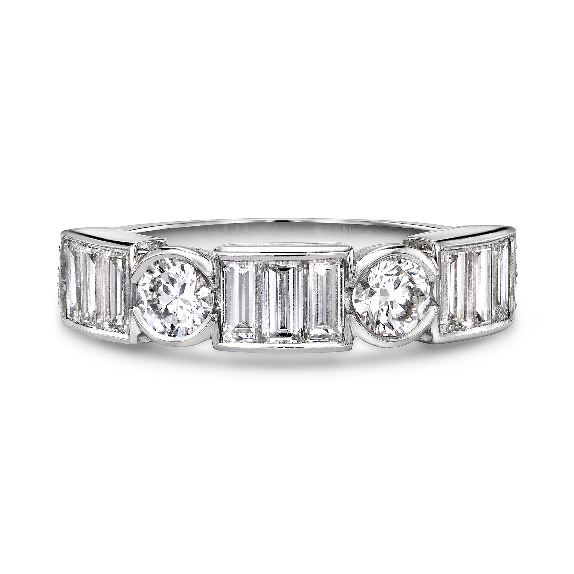 Antrobus 0.91ct Diamond Half Eternity Ring Baguette Cut, Rubover Set_2