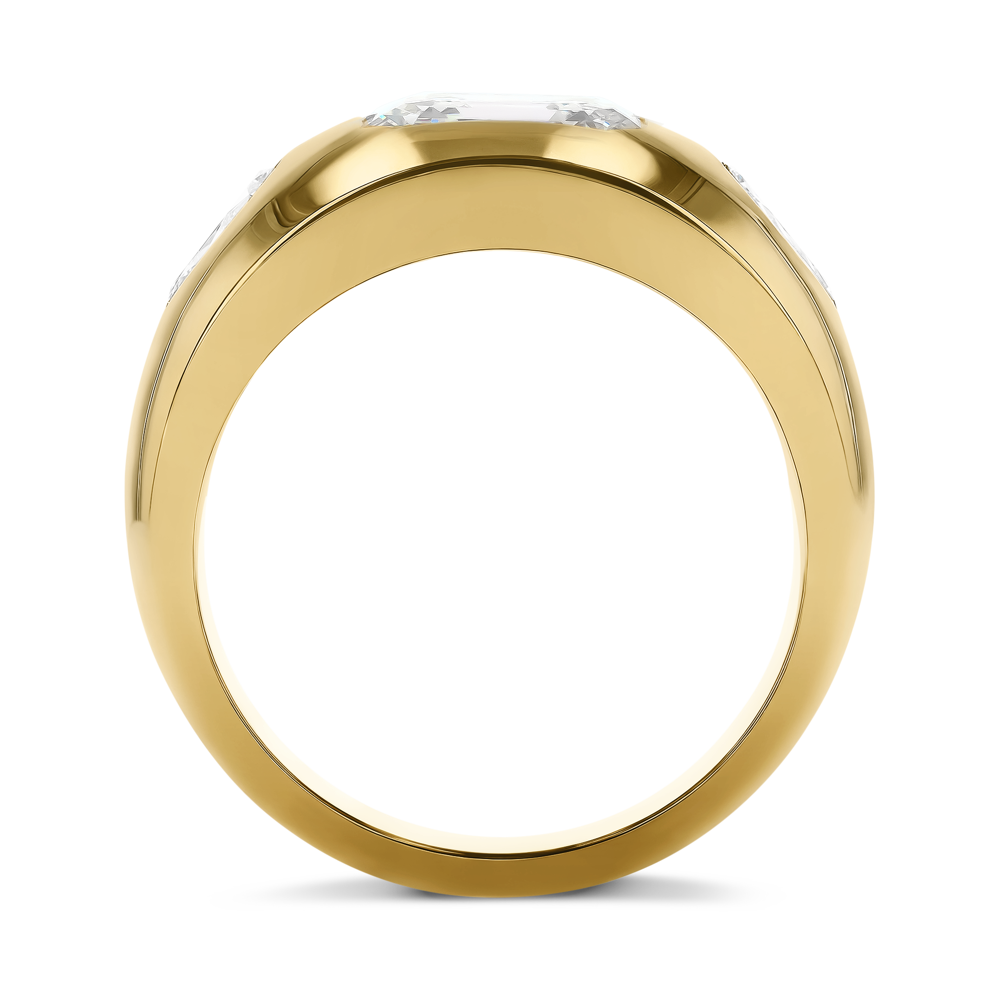 Stellar 2.02ct Emerald Cut Diamond Bombé Ring Emerald Cut & Pear Shaped, Rubover Set_3